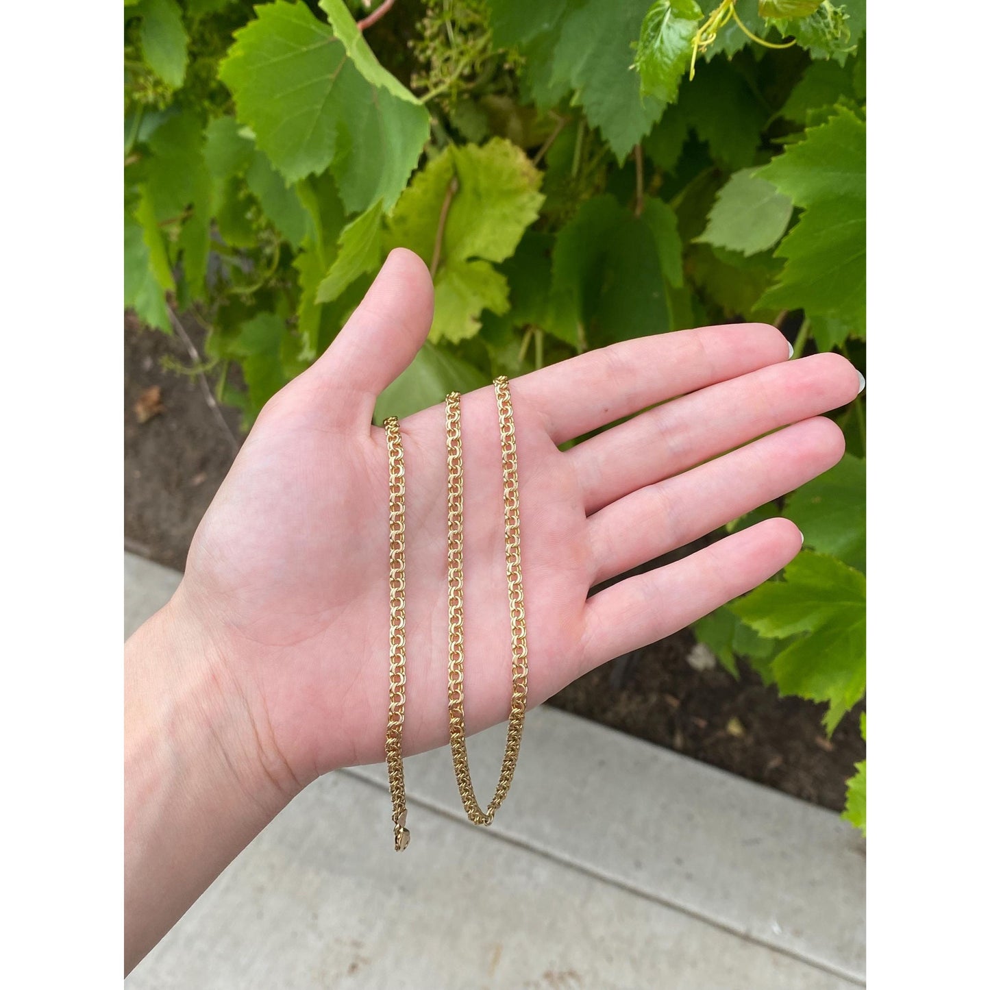 Vintage Solid 10k Yellow Gold Fancy Charm Style Link Chain Necklace - 25.75 inches