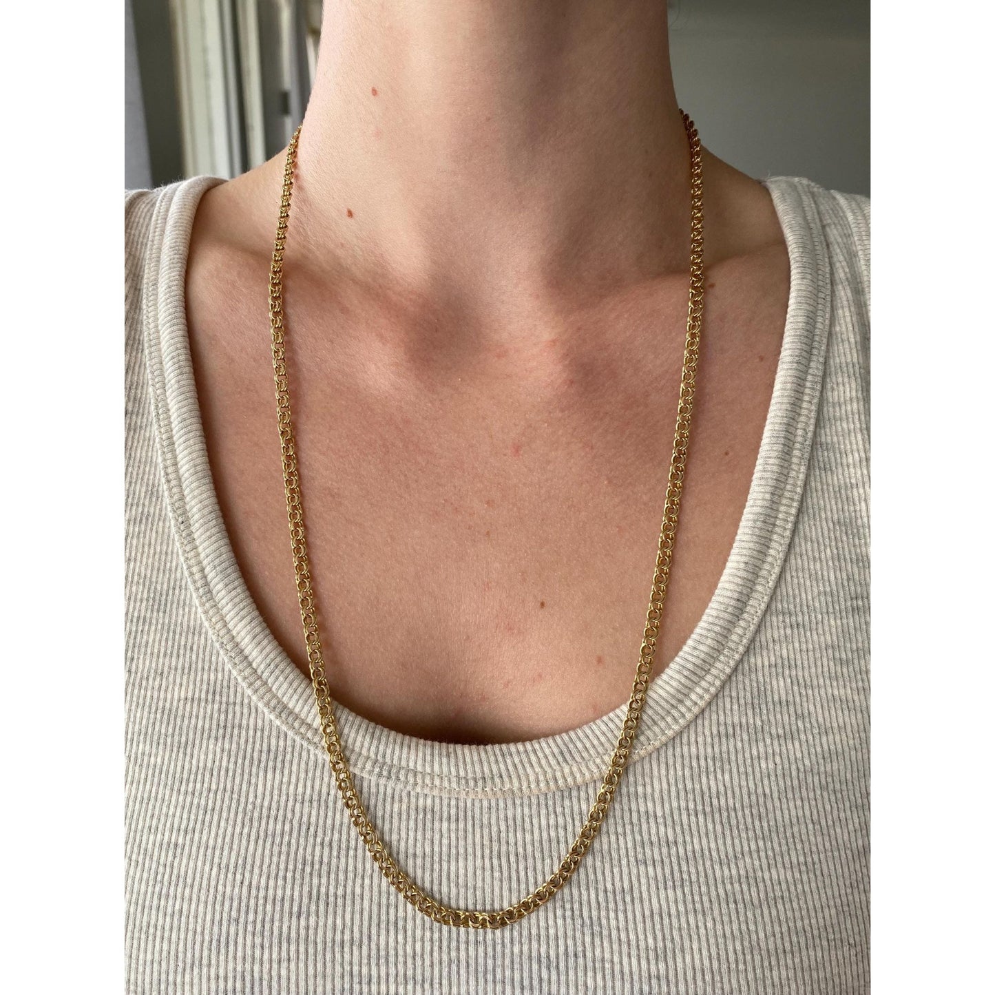 Vintage Solid 10k Yellow Gold Fancy Charm Style Link Chain Necklace - 25.75 inches