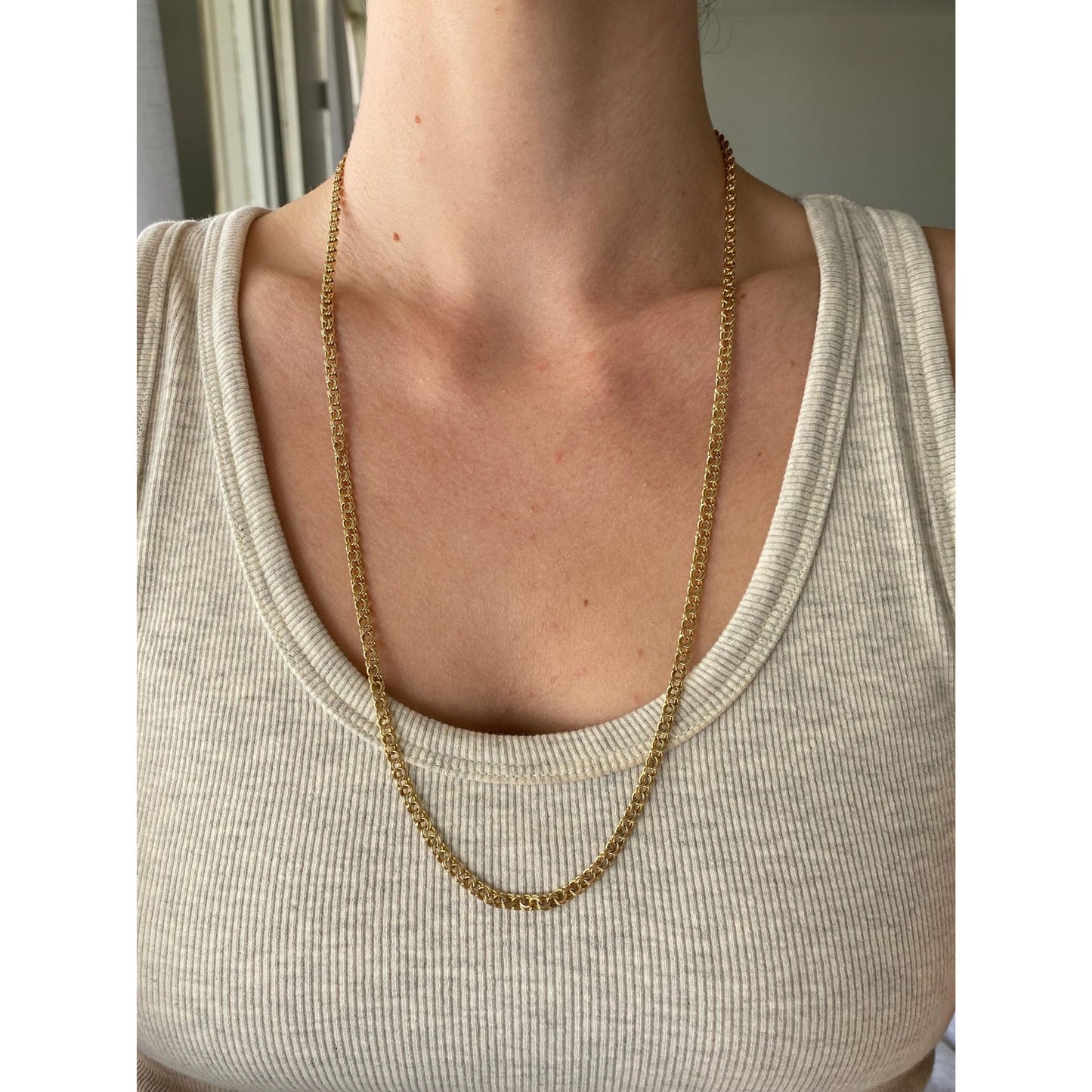 Vintage Solid 10k Yellow Gold Fancy Charm Style Link Chain Necklace - 25.75 inches