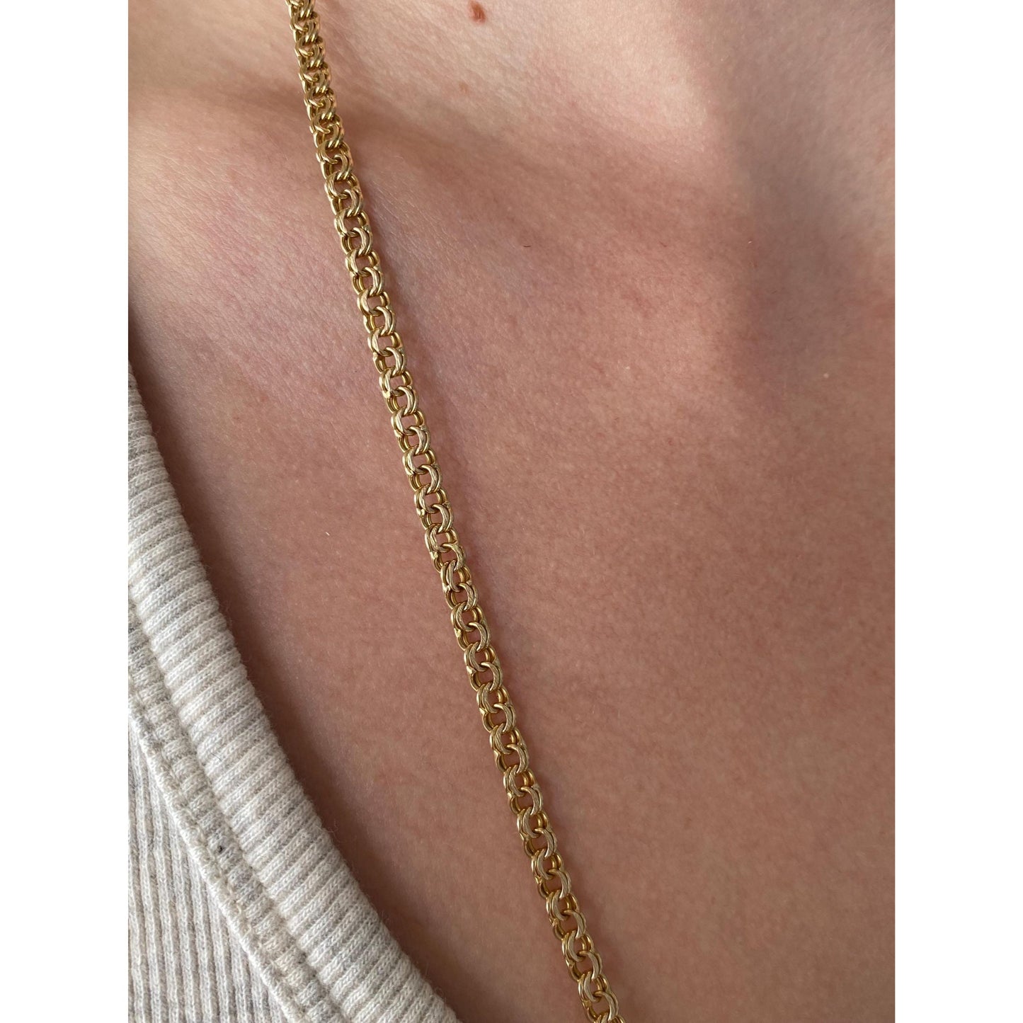Vintage Solid 10k Yellow Gold Fancy Charm Style Link Chain Necklace - 25.75 inches