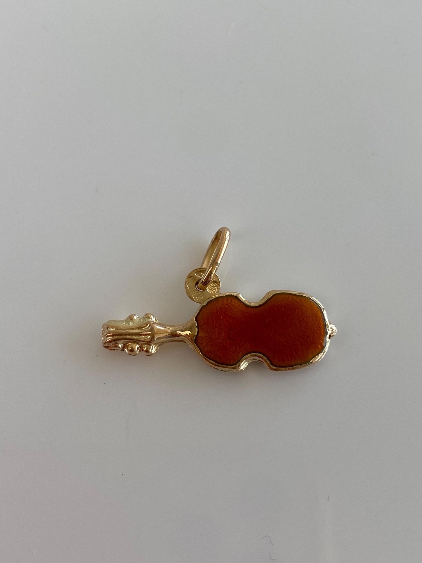 Vintage 18k Yellow Gold Enamel Violin Charm