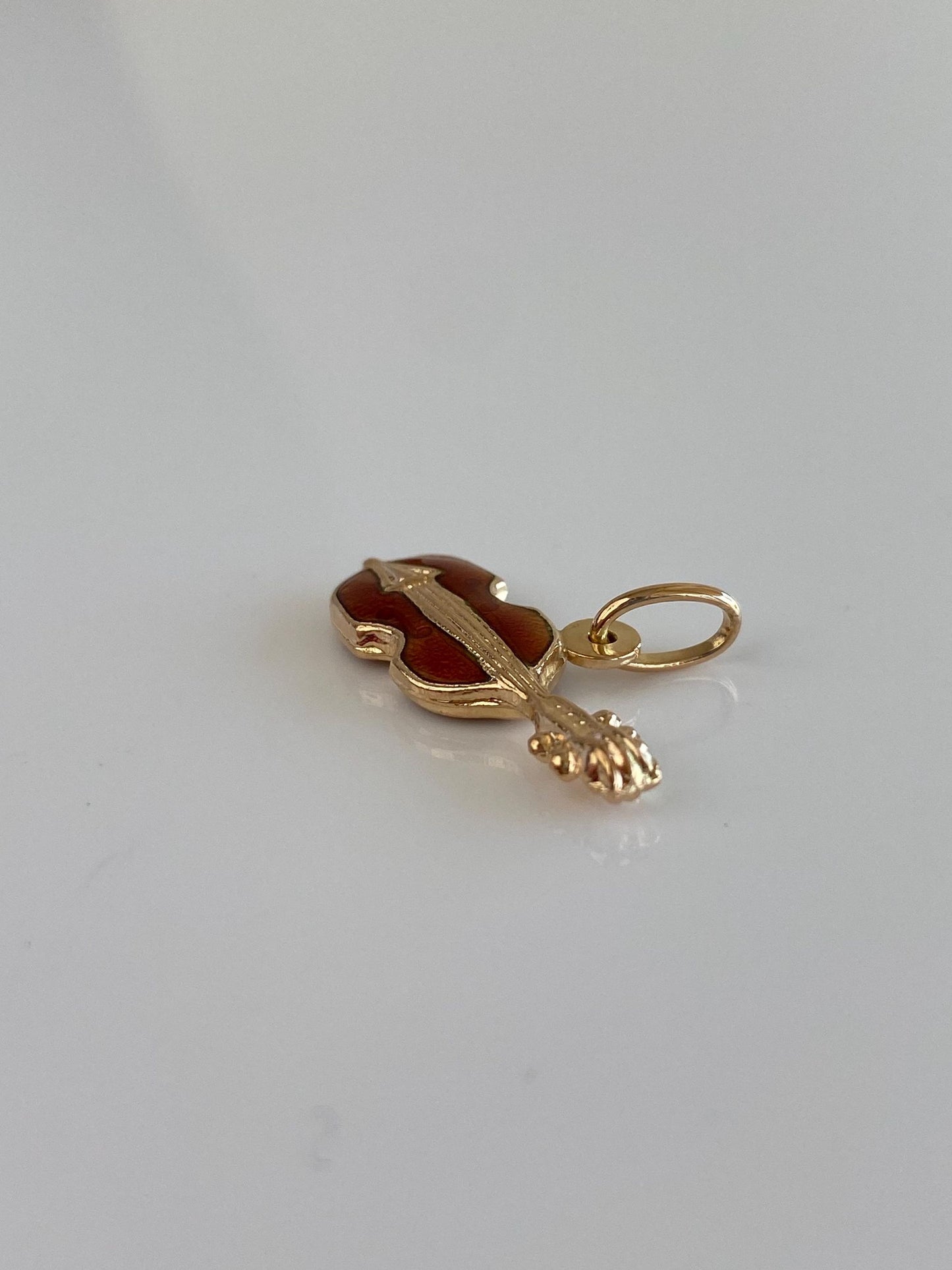 Vintage 18k Yellow Gold Enamel Violin Charm