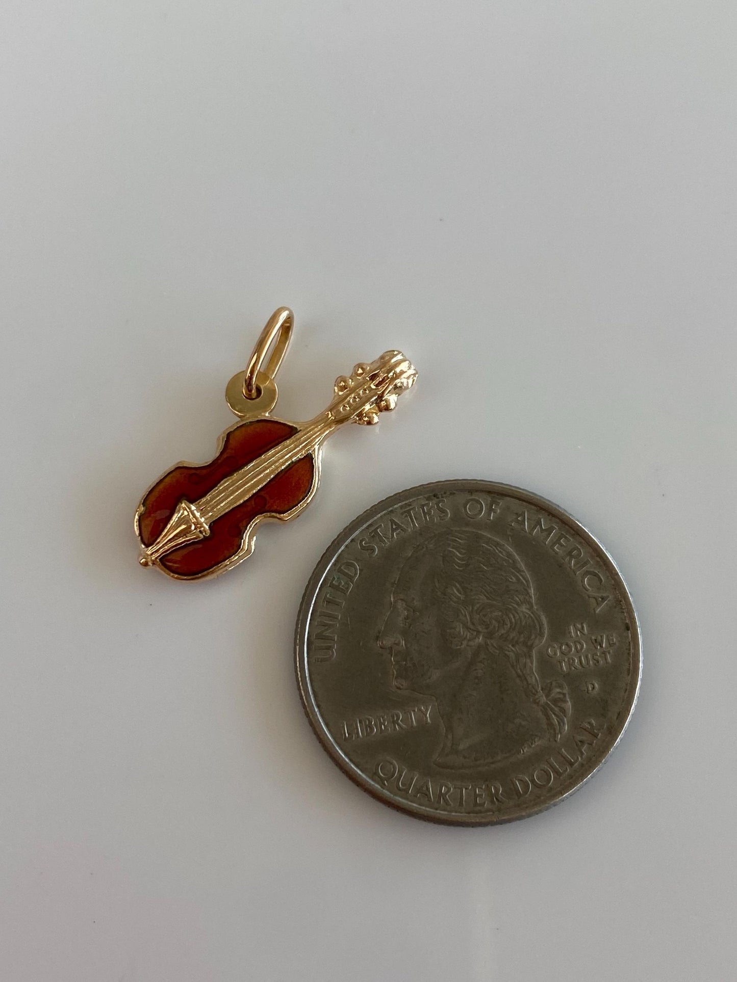 Vintage 18k Yellow Gold Enamel Violin Charm