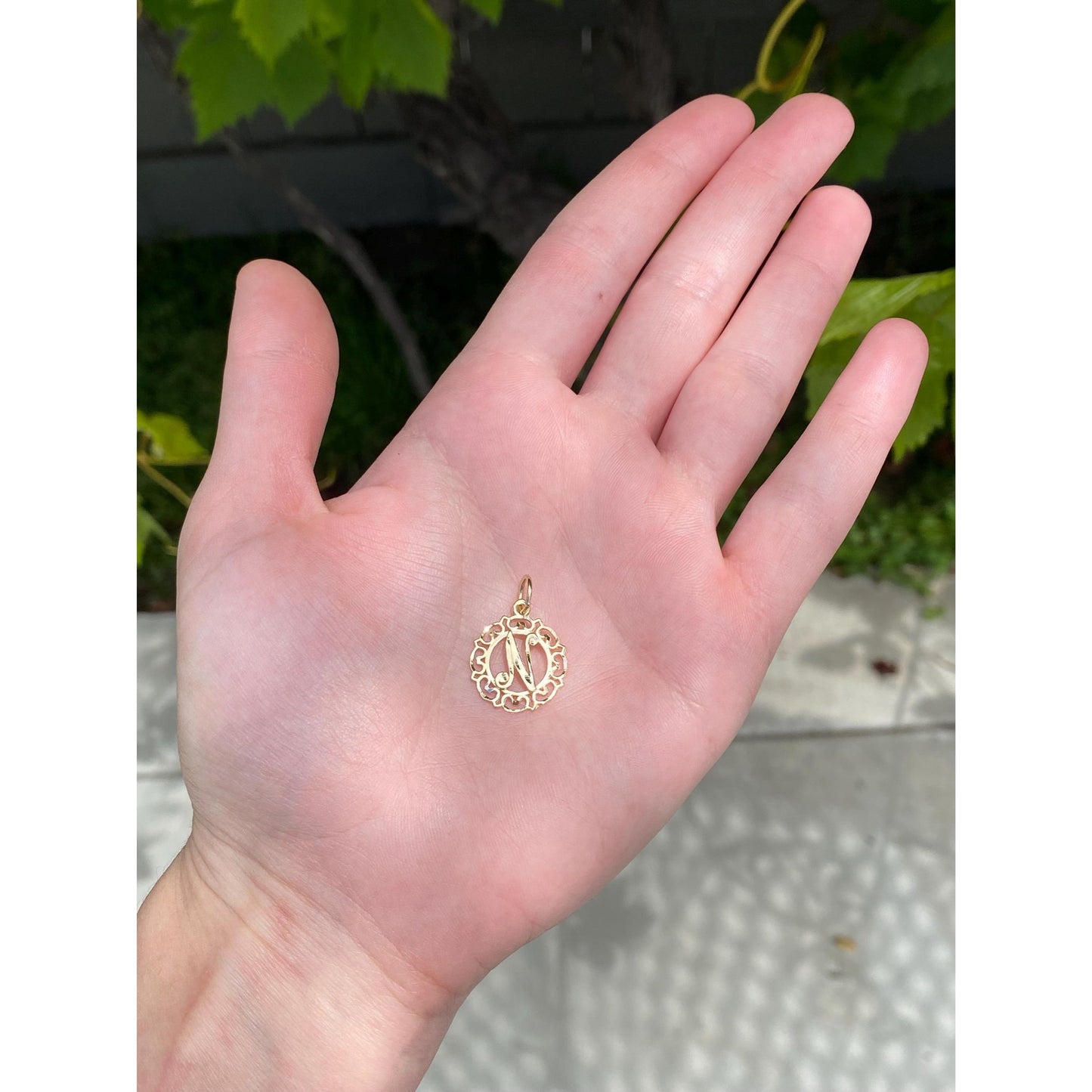 Solid 14k Yellow Gold Initial 'N' Charm
