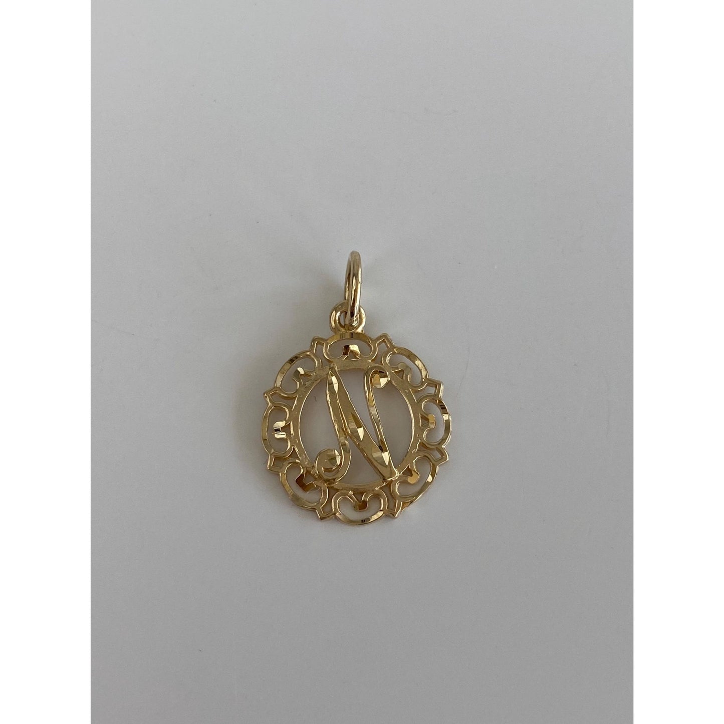 Solid 14k Yellow Gold Initial 'N' Charm
