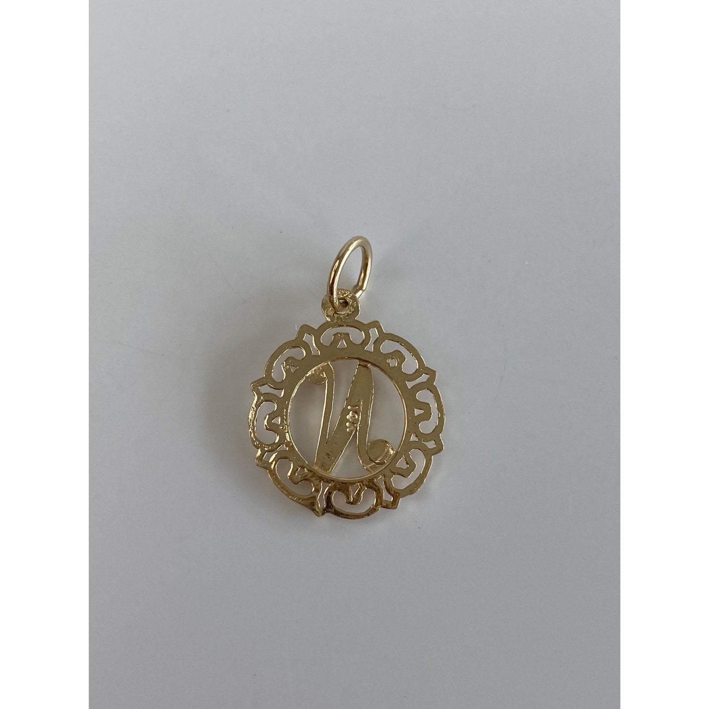 Solid 14k Yellow Gold Initial 'N' Charm