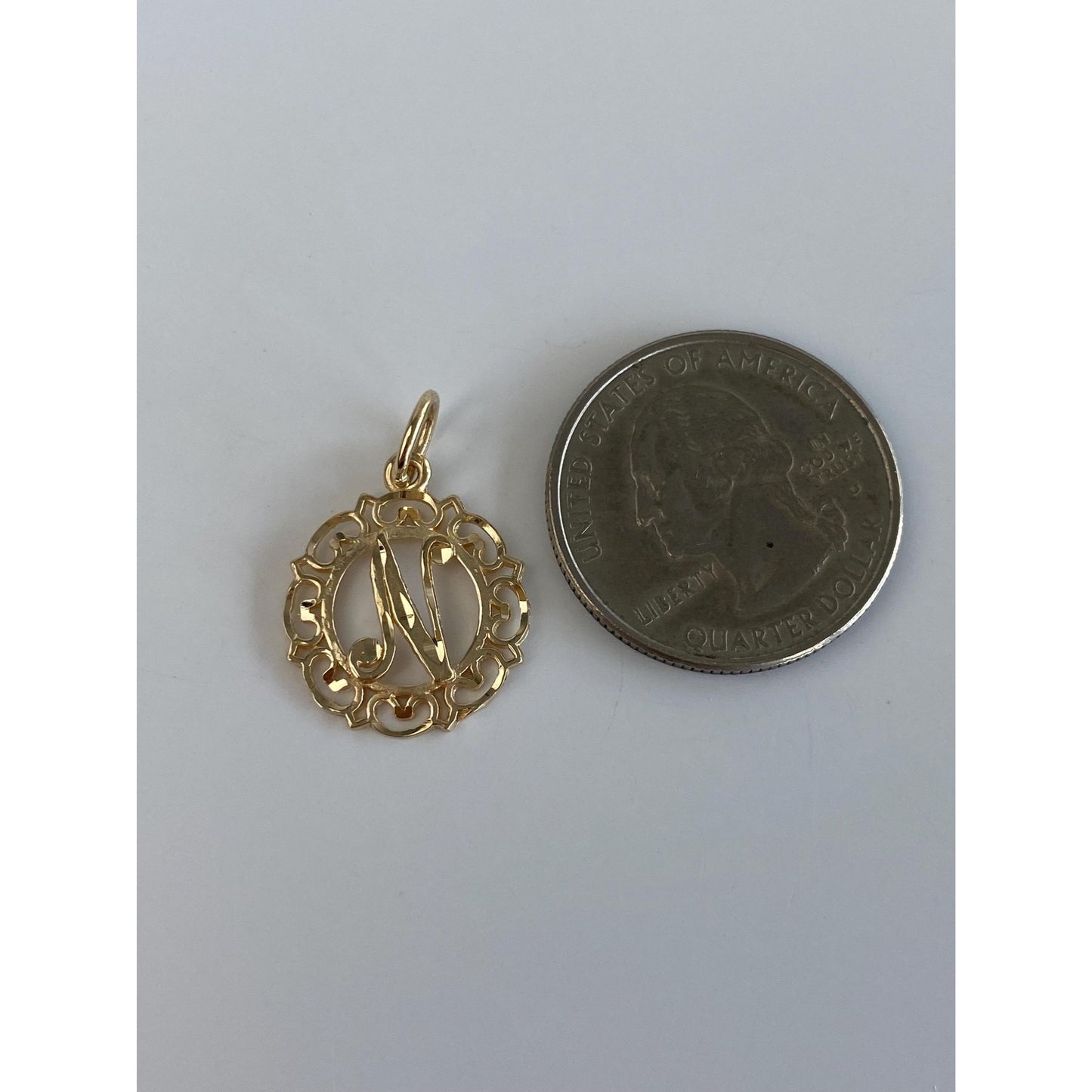 Solid 14k Yellow Gold Initial 'N' Charm