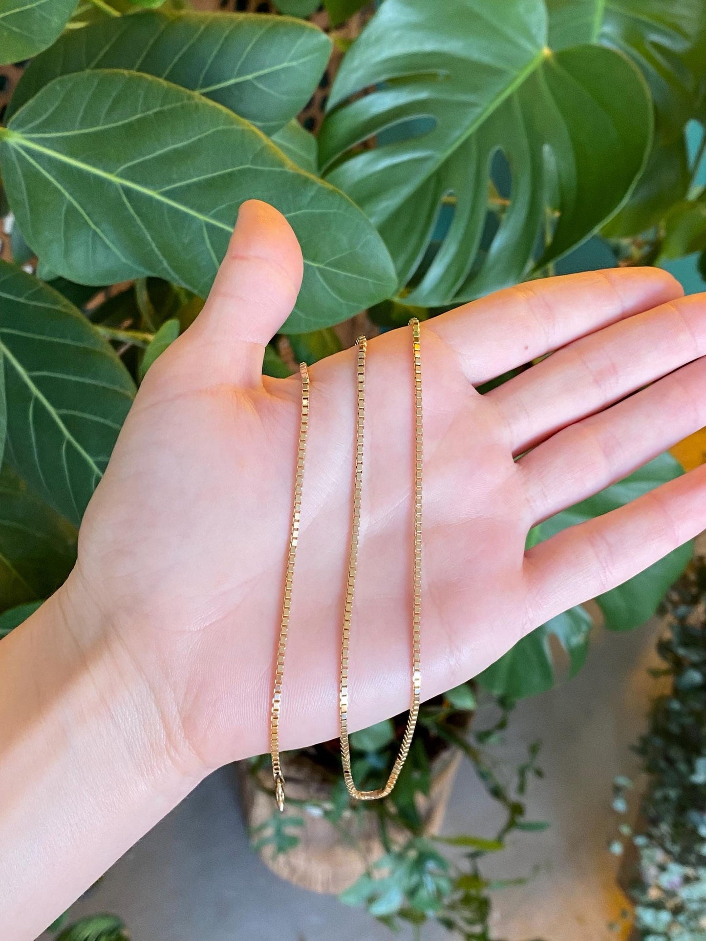 Vintage Solid 14k Yellow Gold Long Chunky Box Chain Necklace - 30 inches