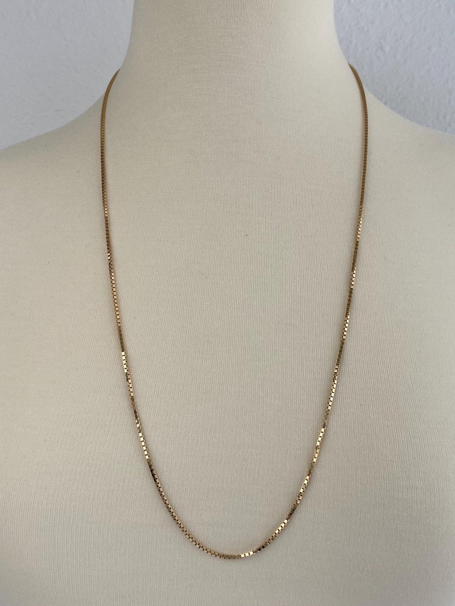 Vintage Solid 14k Yellow Gold Long Chunky Box Chain Necklace - 30 inches