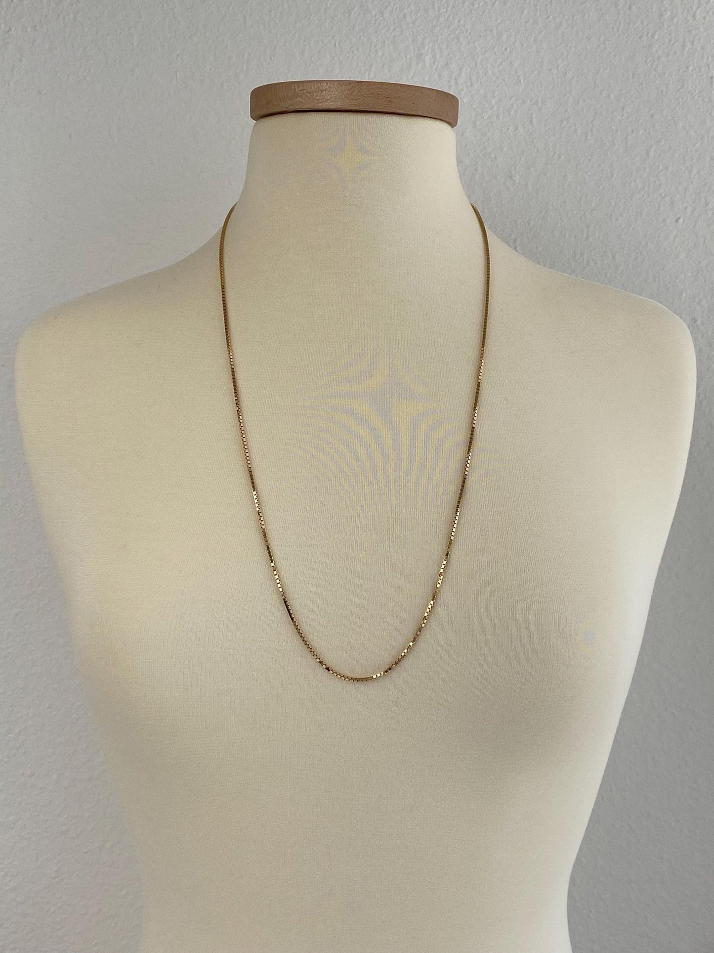 Vintage Solid 14k Yellow Gold Long Chunky Box Chain Necklace - 30 inches