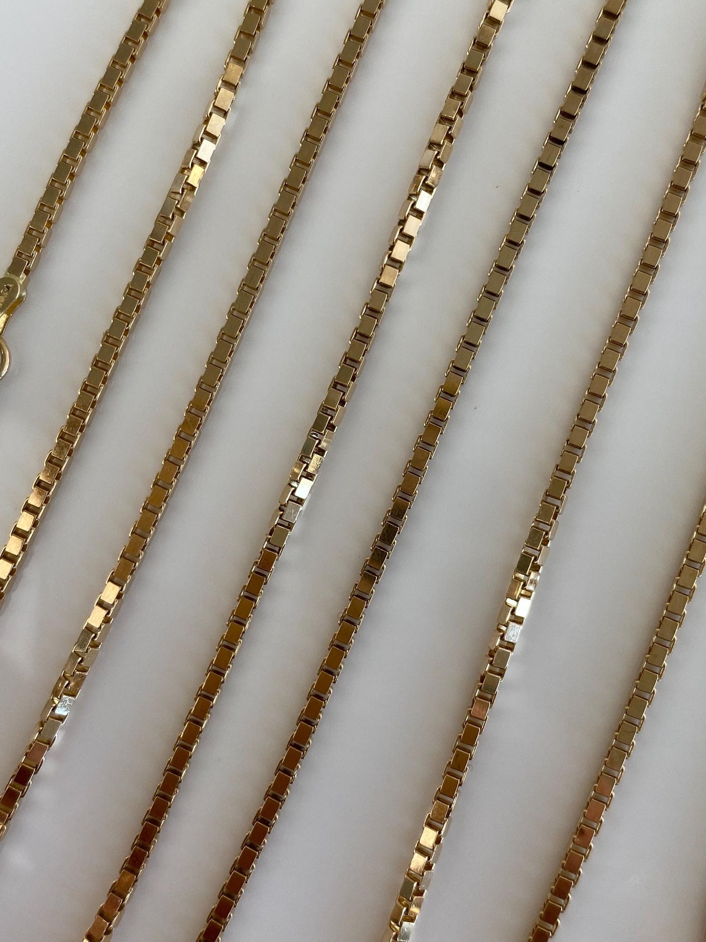 Vintage Solid 14k Yellow Gold Long Chunky Box Chain Necklace - 30 inches