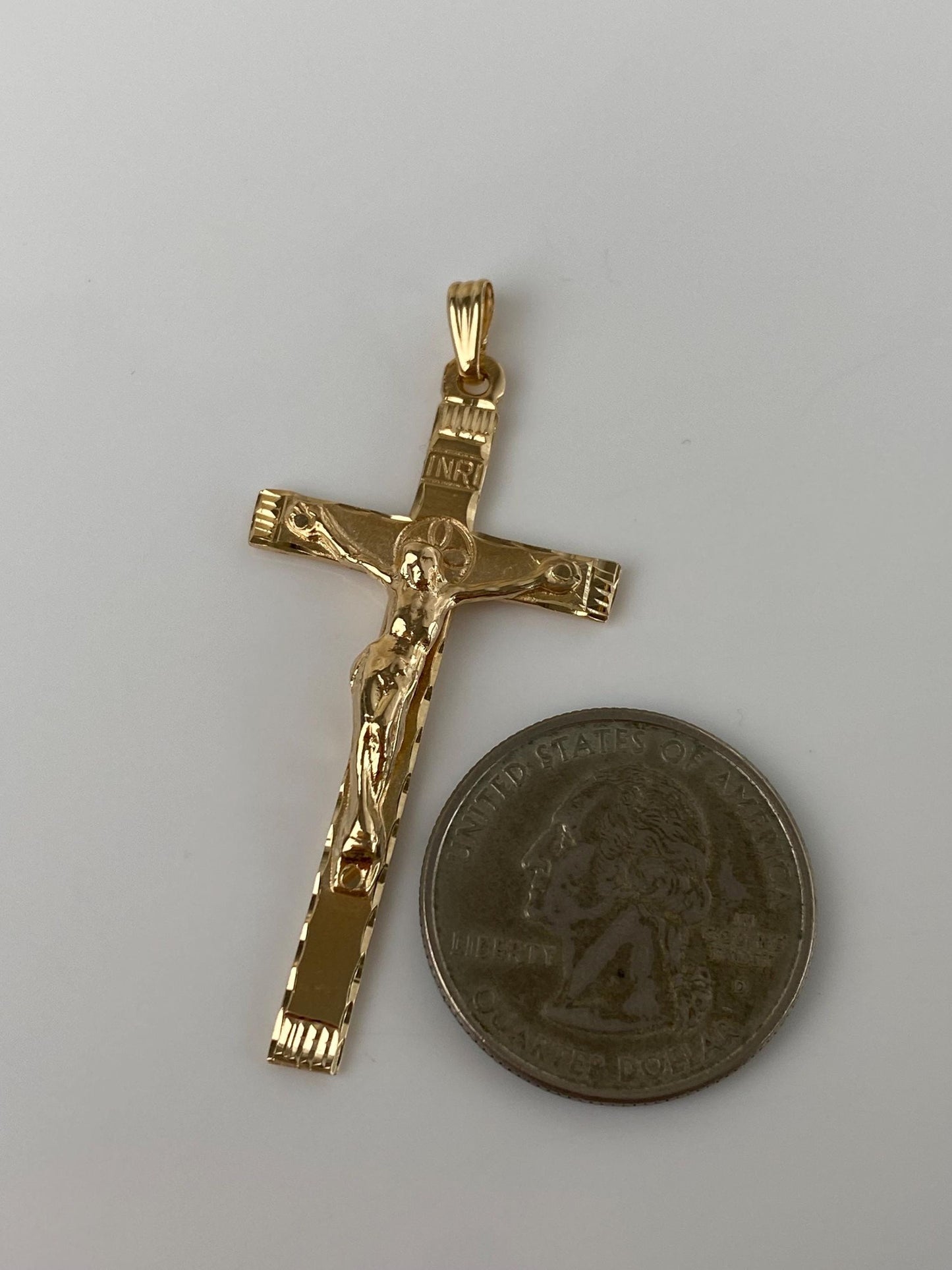 Vintage Solid 14k Yellow Gold Crucifix Cross Charm