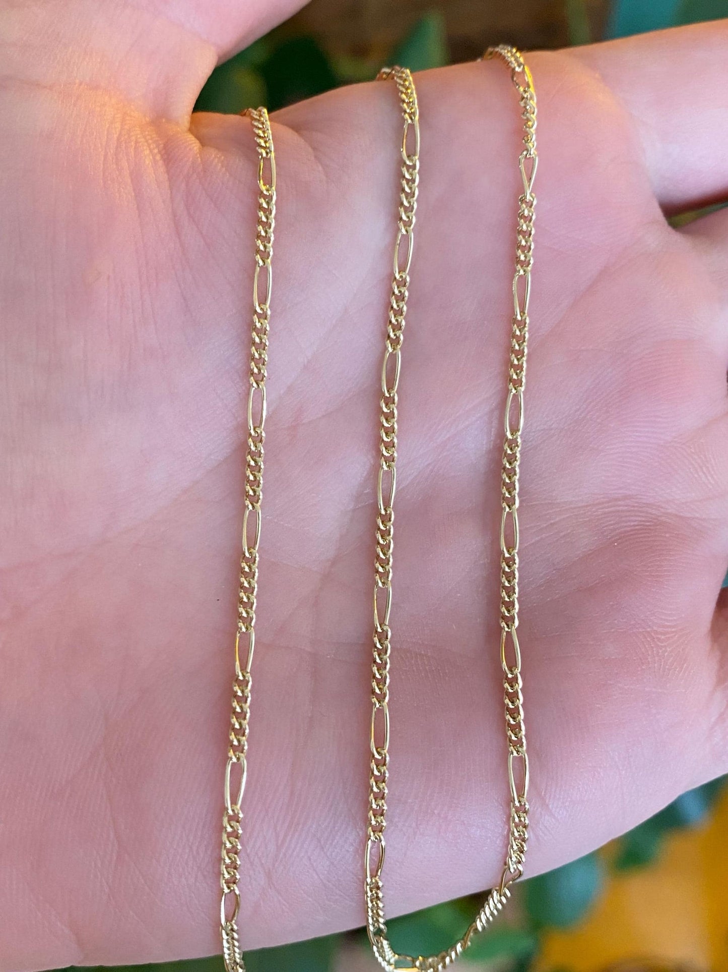 Vintage Solid 14k Yellow Gold Figaro Chain Necklace - 19 inches