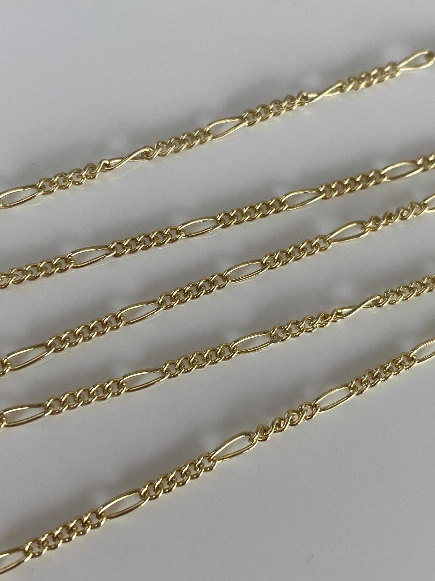 Vintage Solid 14k Yellow Gold Figaro Chain Necklace - 19 inches