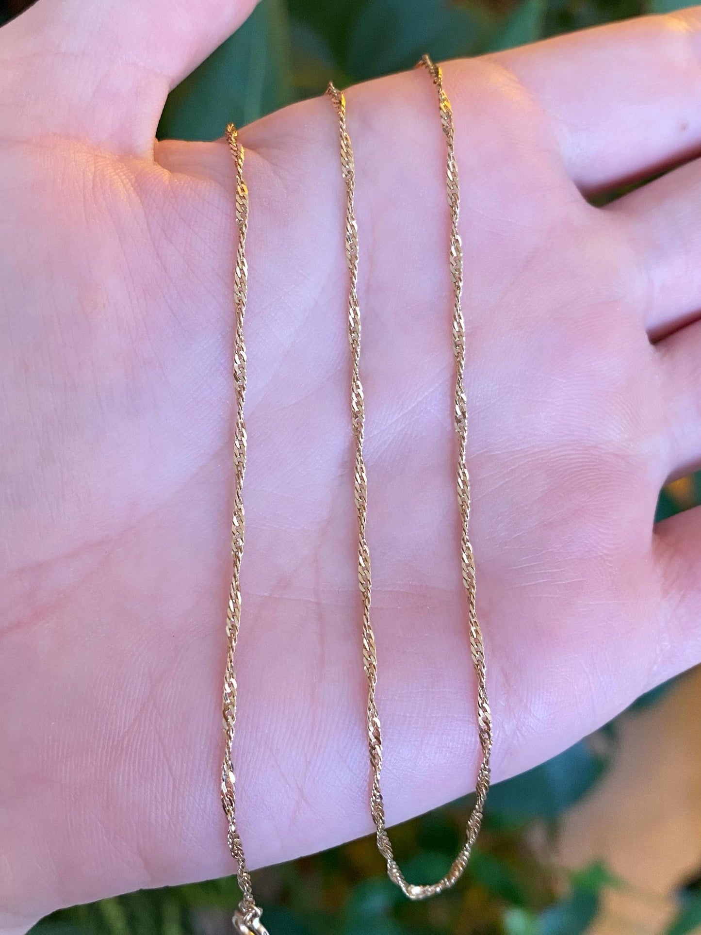 Vintage Solid 14k Yellow Gold Twist Chain Necklace -18.5 inches