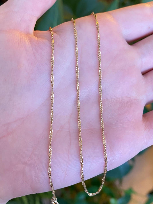 Vintage Solid 14k Yellow Gold Twist Chain Necklace -18.5 inches
