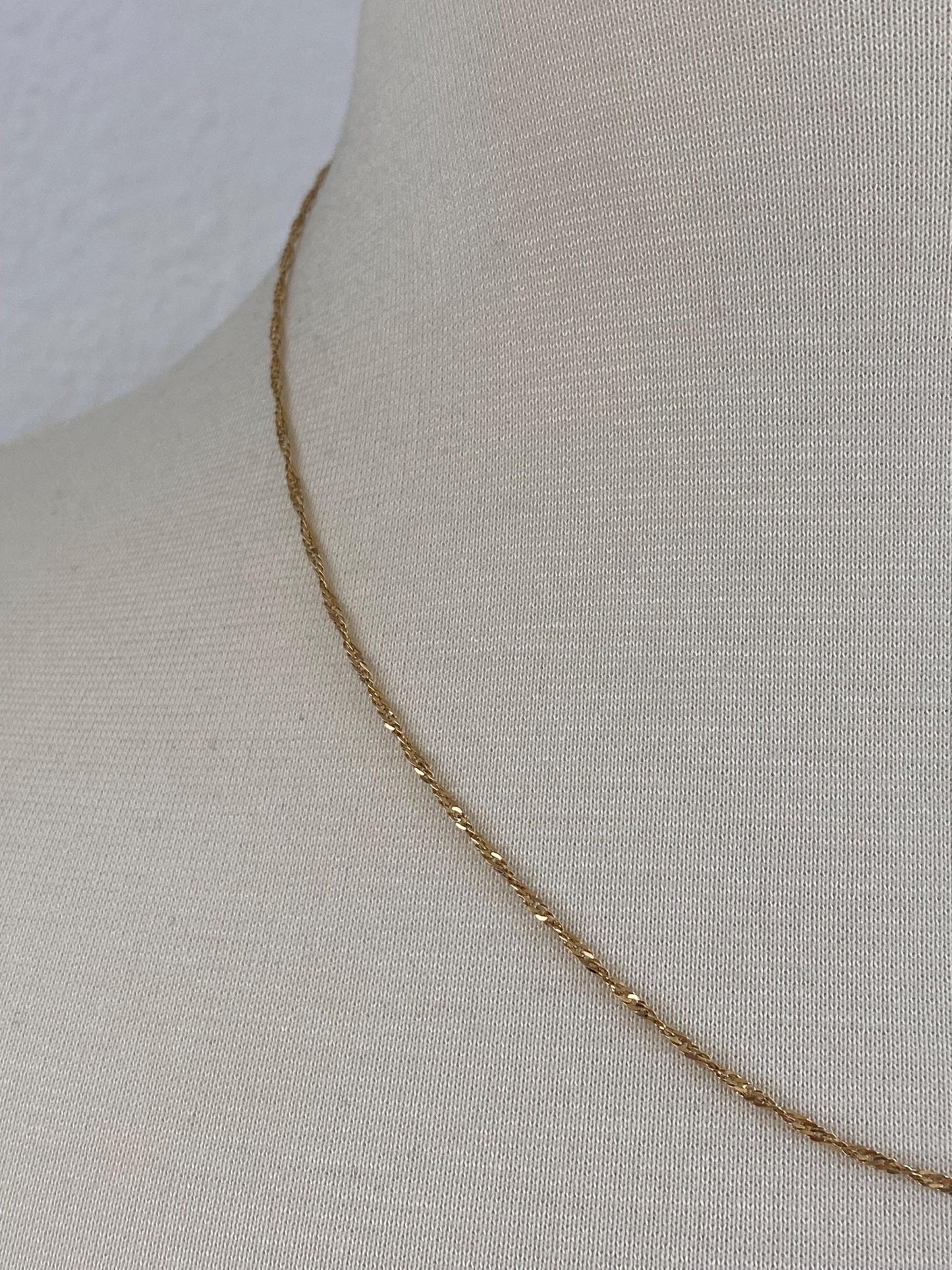 Vintage Solid 14k Yellow Gold Twist Chain Necklace -18.5 inches