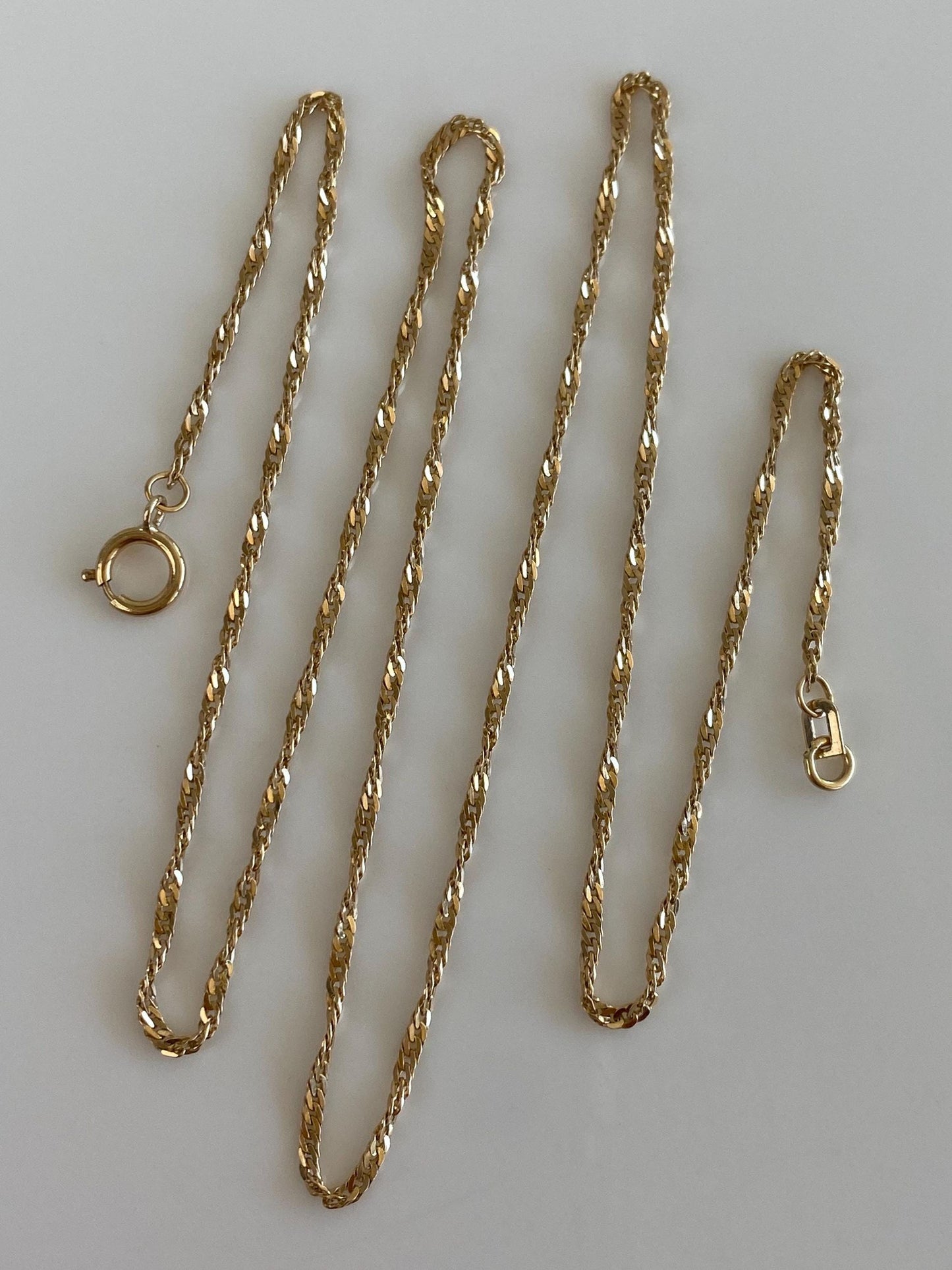 Vintage Solid 14k Yellow Gold Twist Chain Necklace -18.5 inches