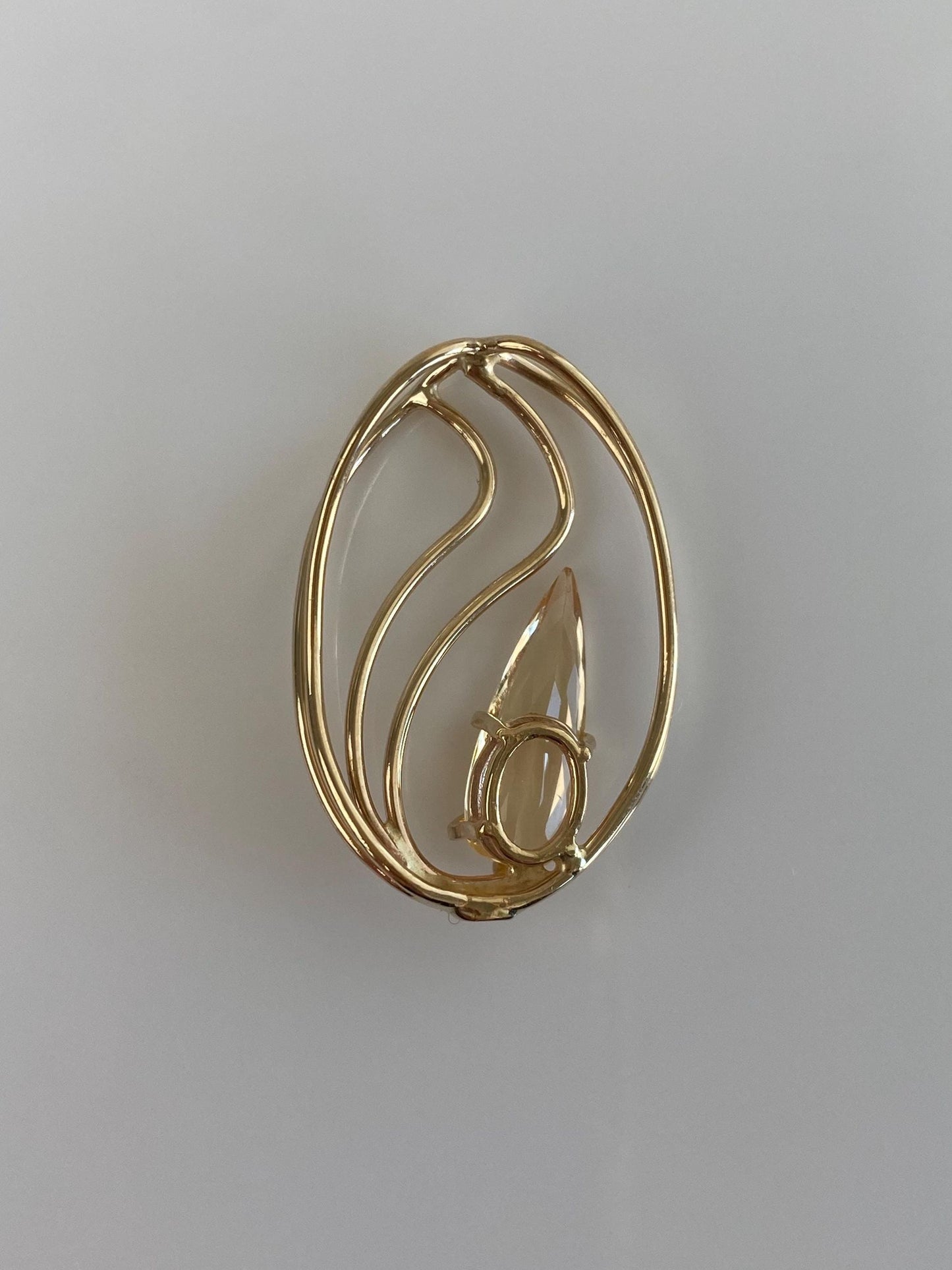 Vintage Solid 14k Yellow Gold Pale Orange Topaz Charm