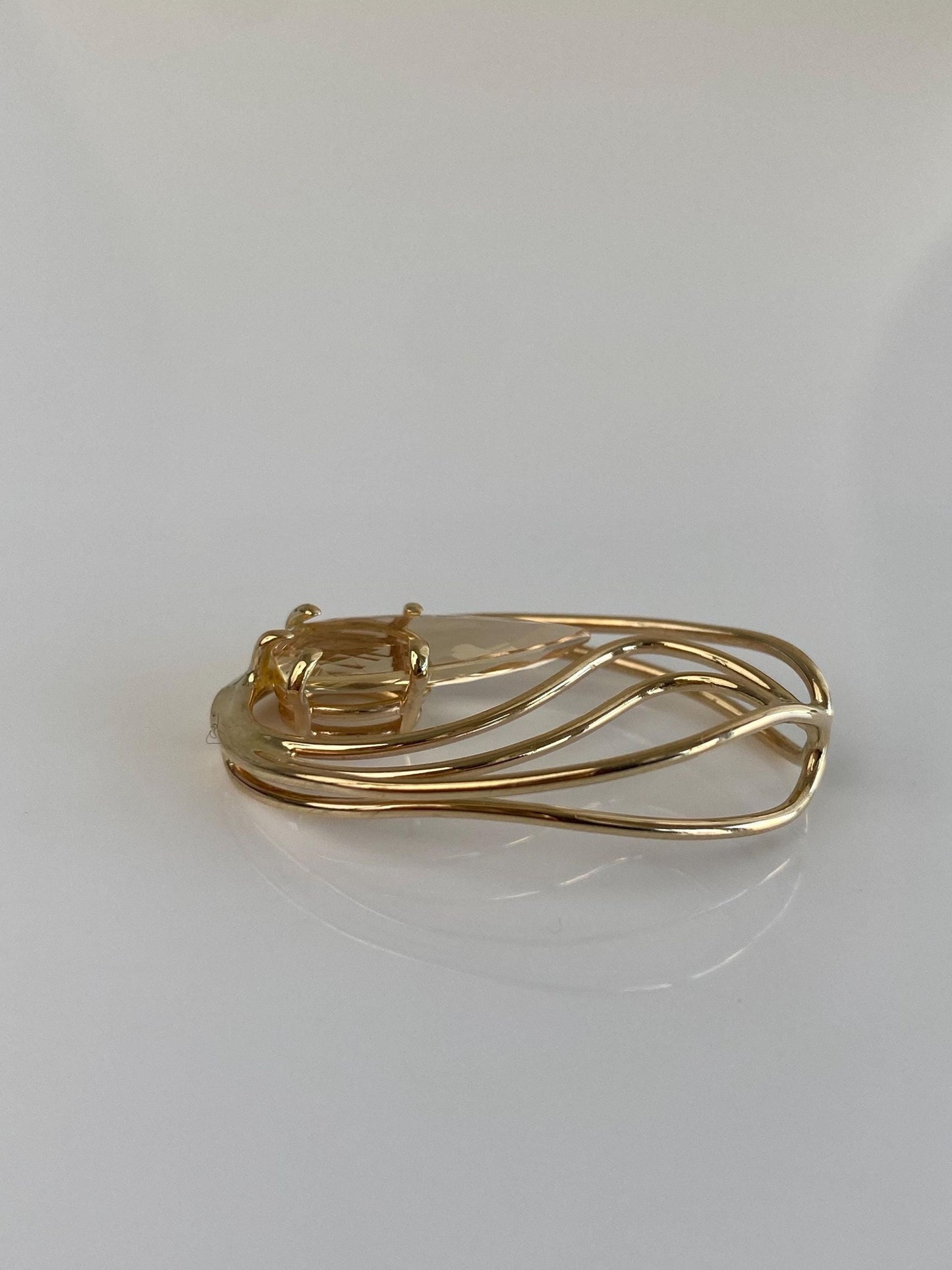 Vintage Solid 14k Yellow Gold Pale Orange Topaz Charm