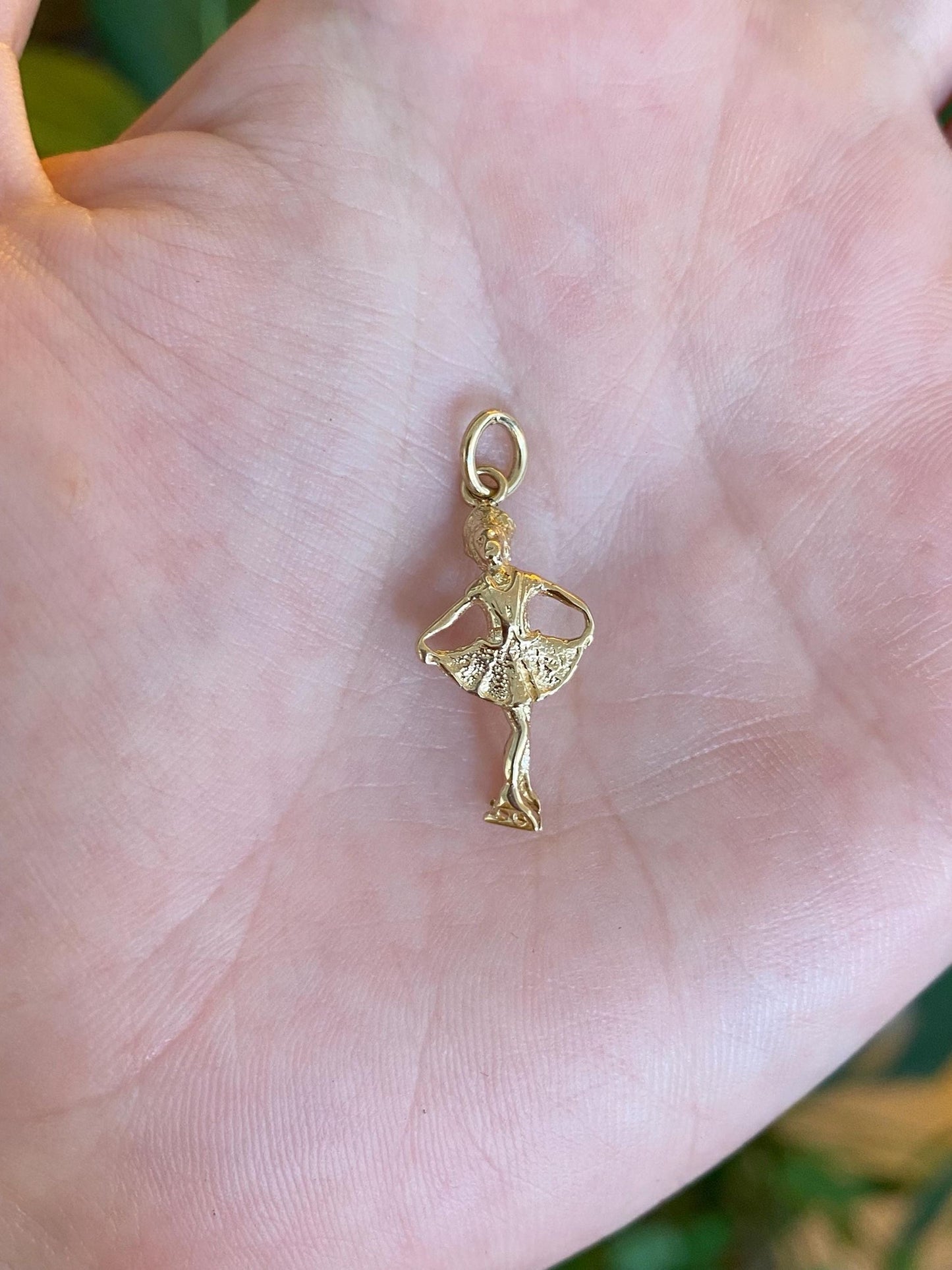 Vintage Solid 10k Yellow Gold Figure Skater Lady Charm