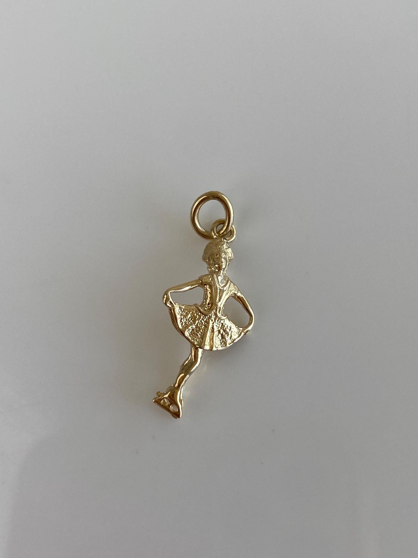 Vintage Solid 10k Yellow Gold Figure Skater Lady Charm
