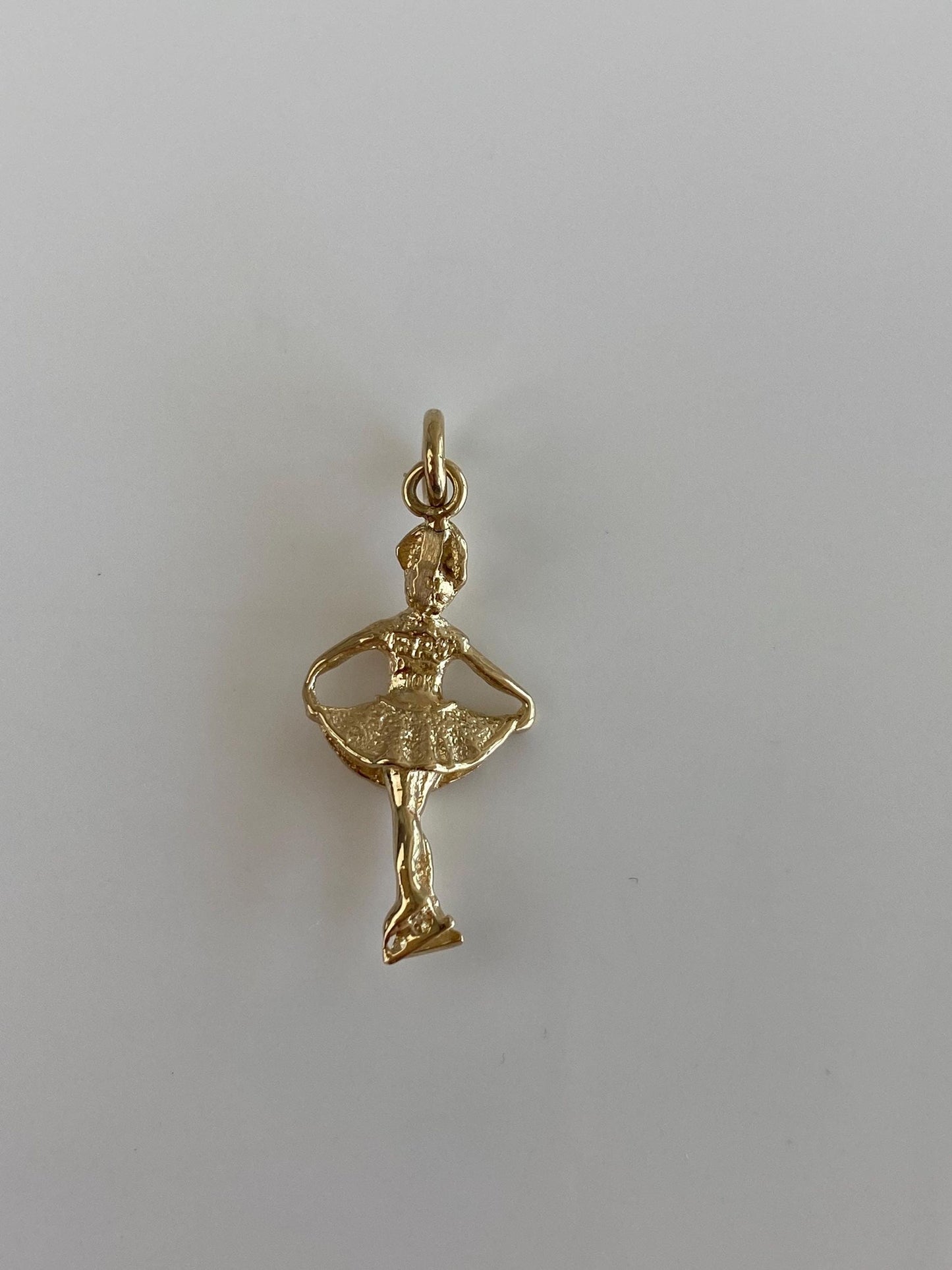 Vintage Solid 10k Yellow Gold Figure Skater Lady Charm