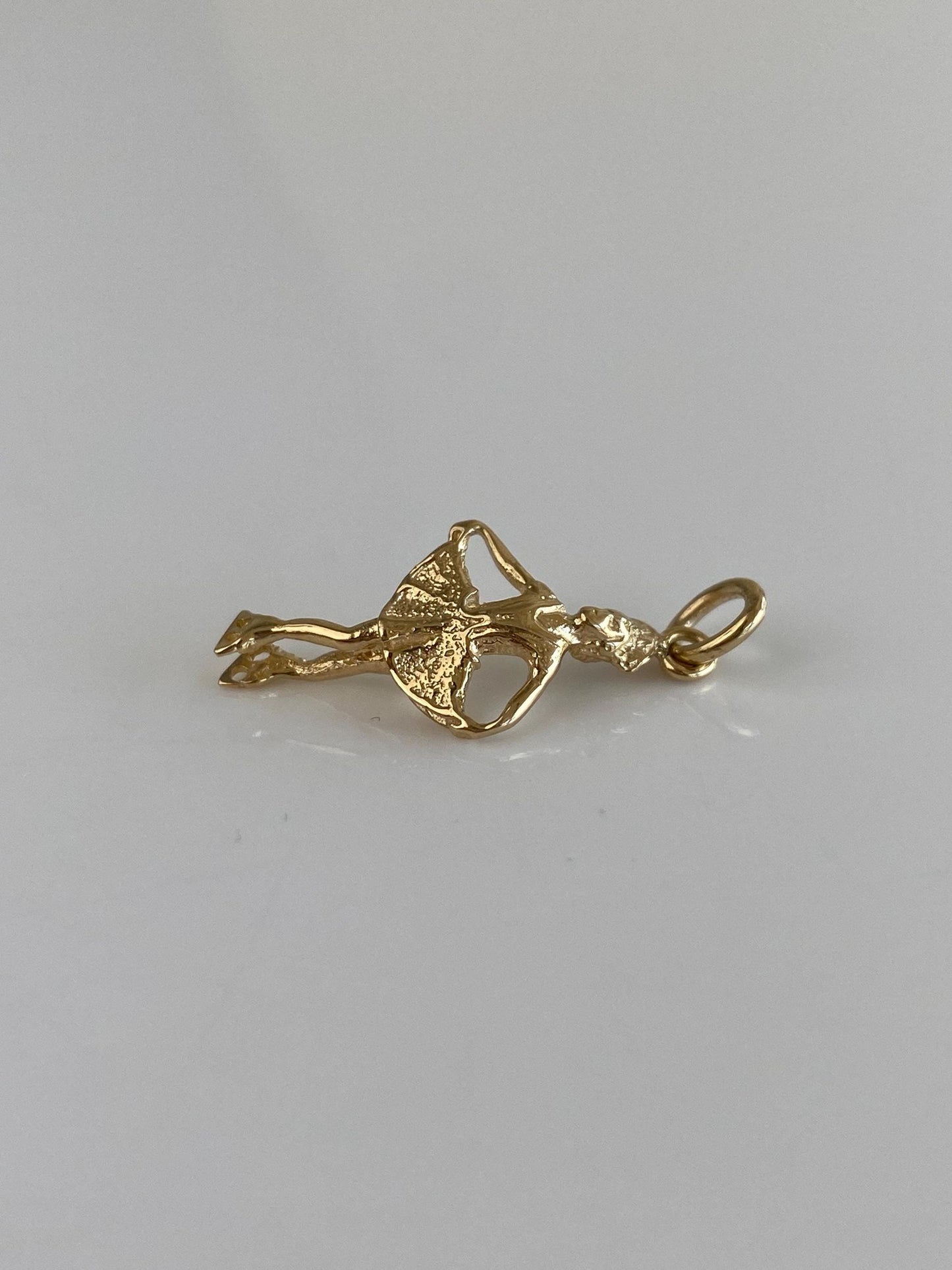 Vintage Solid 10k Yellow Gold Figure Skater Lady Charm