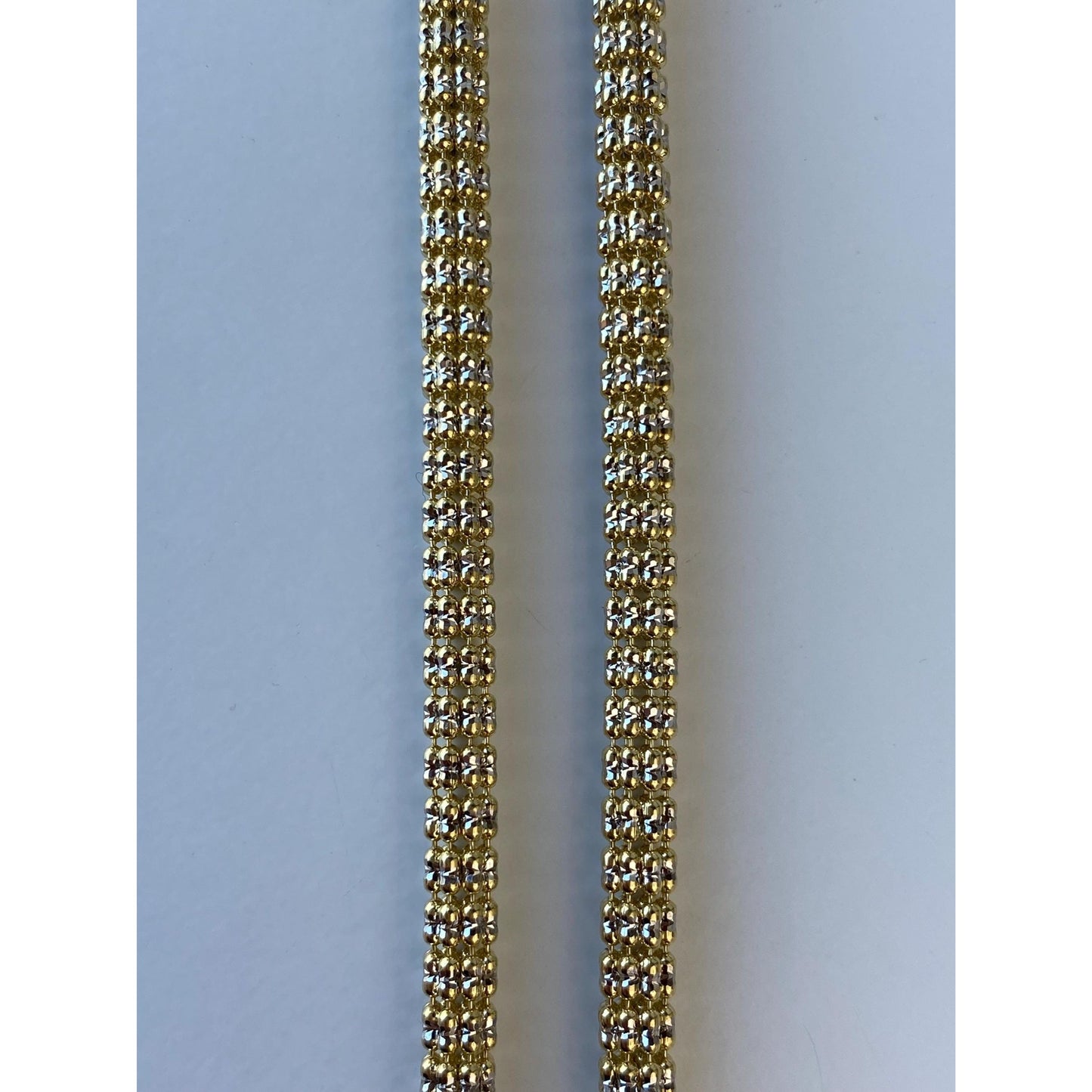 Vintage 14k White & Yellow Gold Diamond Cut Open Weave Snake Chain Necklace - 18 inches