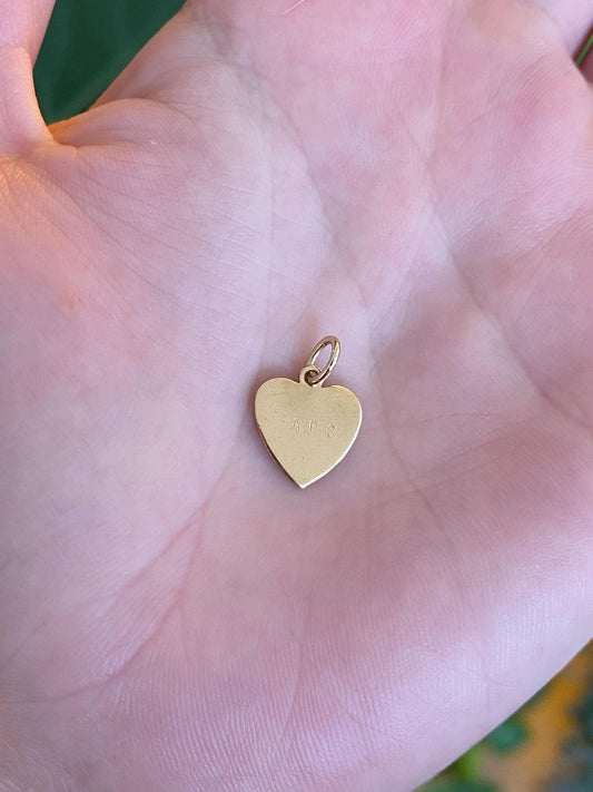 Vintage Solid 14k Yellow MLB APC Heart Charm