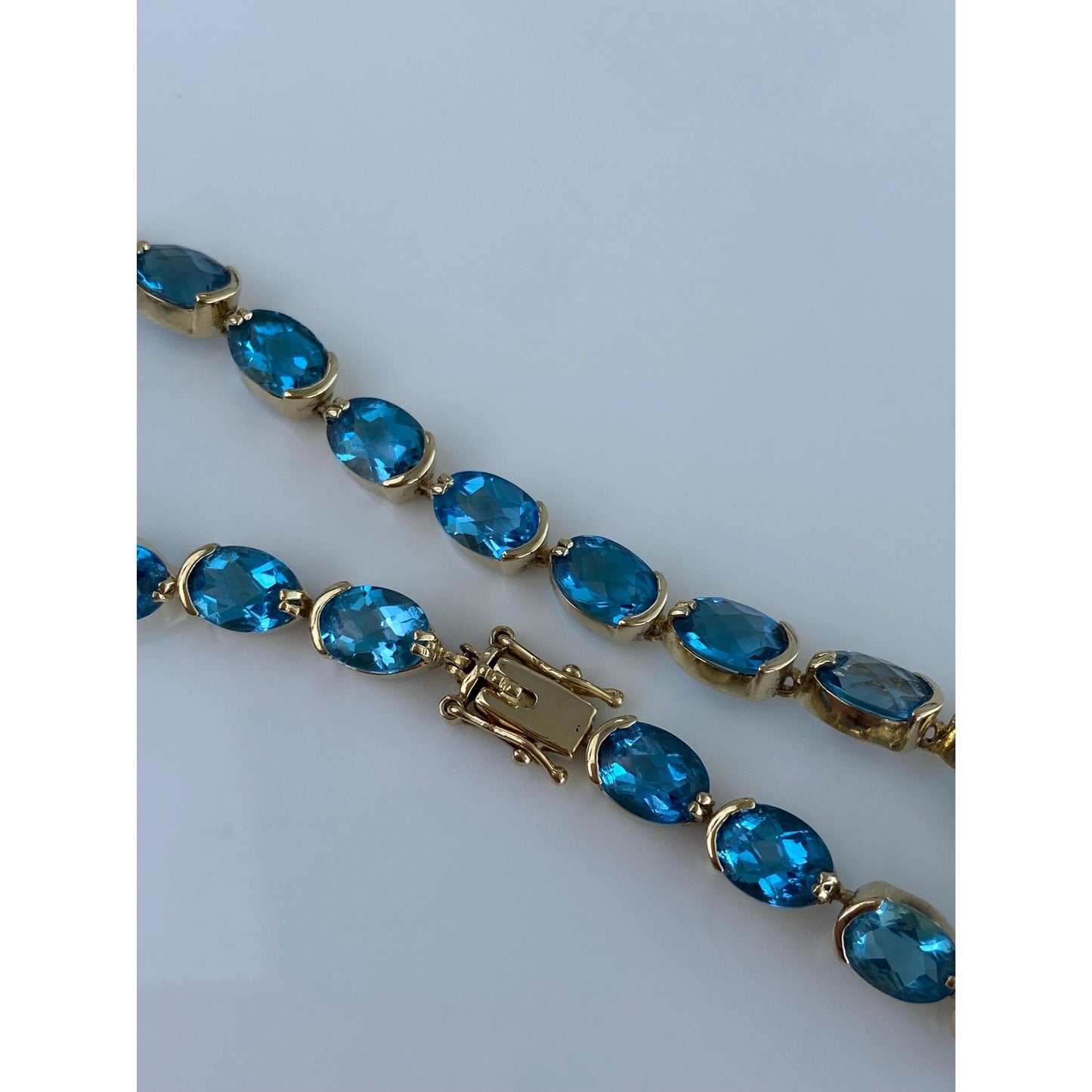 Solid 14k Yellow Gold Topaz Link Bracelet - 7.25 inches
