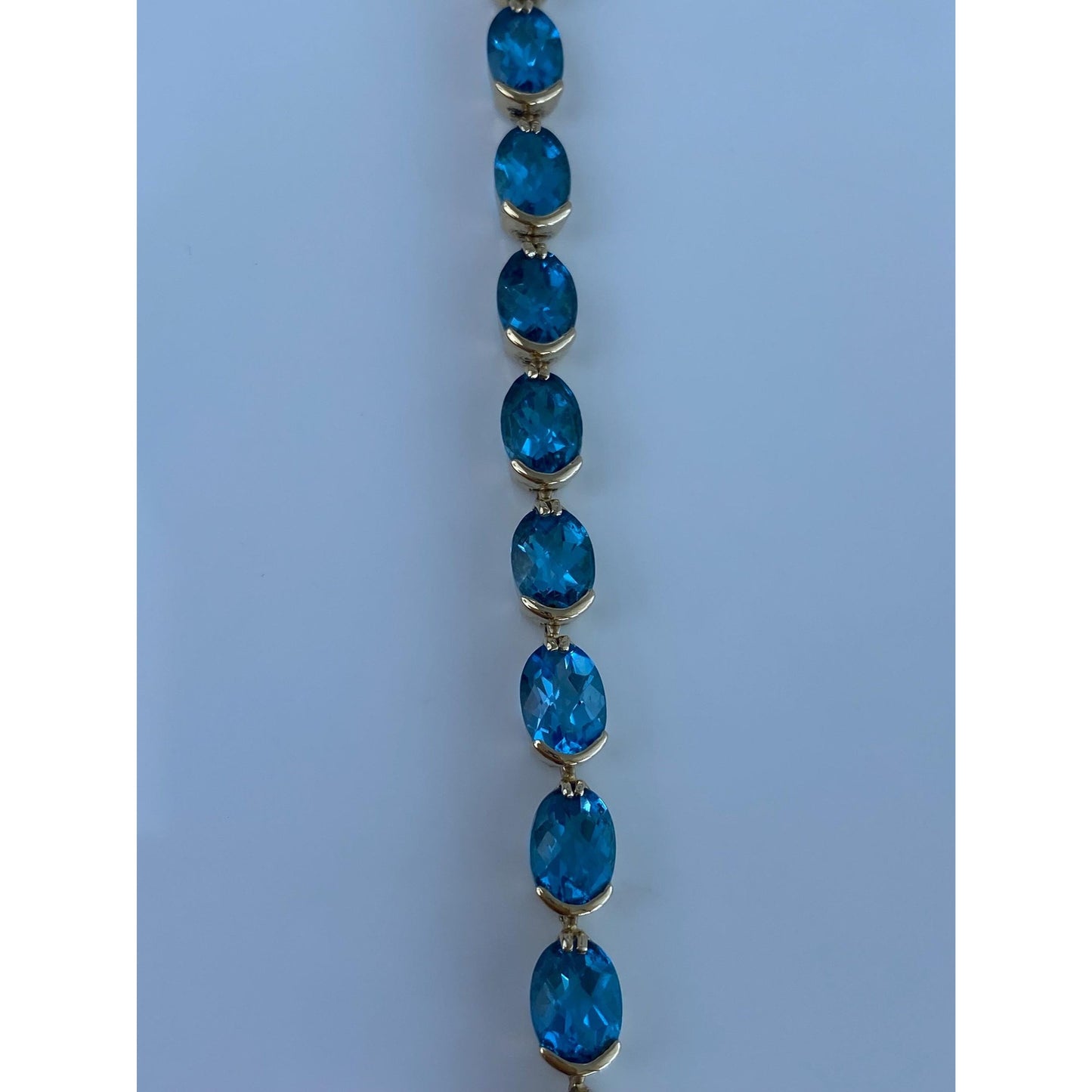 Solid 14k Yellow Gold Topaz Link Bracelet - 7.25 inches