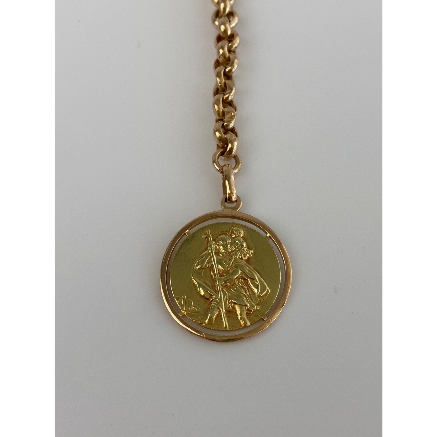 Vintage Solid 18k Yellow Gold Religious Keychain Charm
