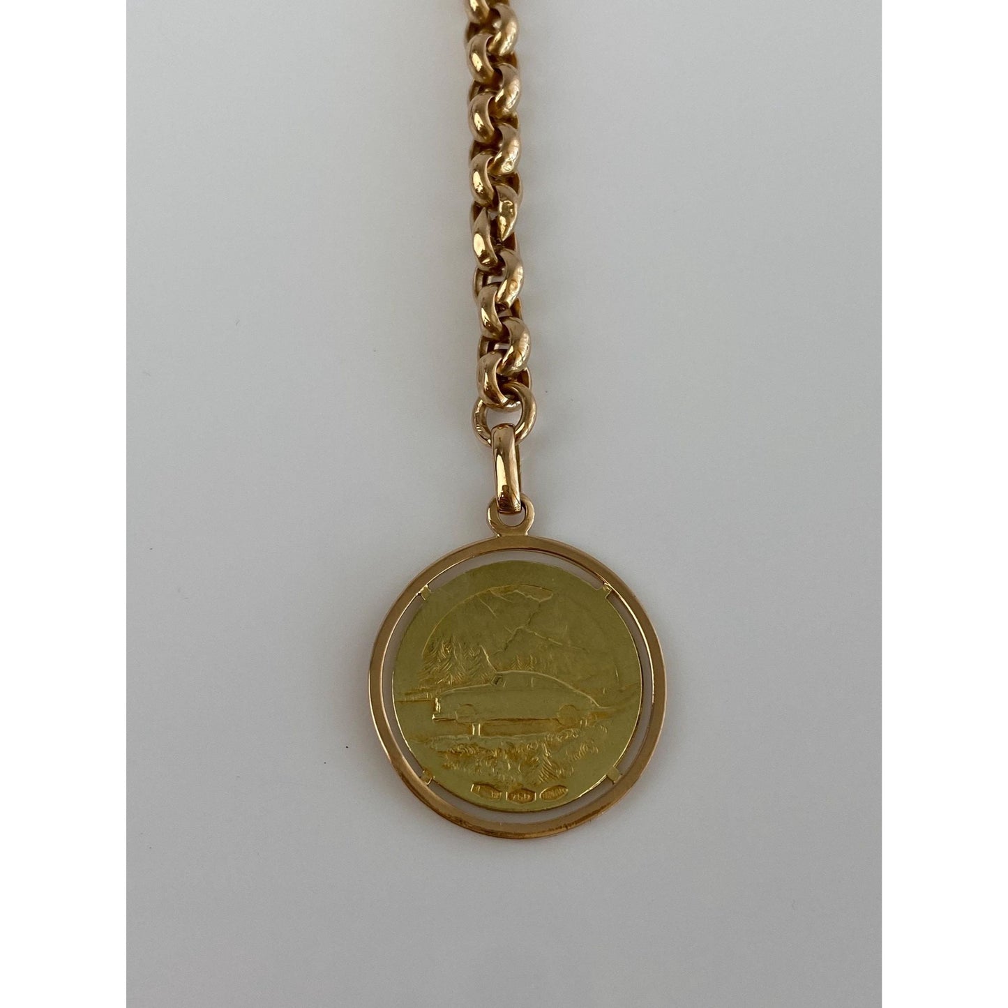 Vintage Solid 18k Yellow Gold Religious Keychain Charm