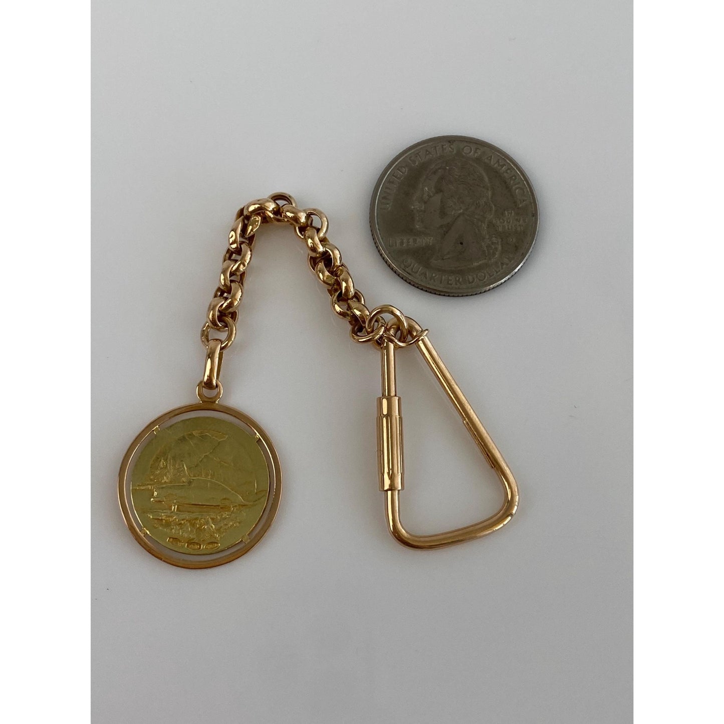 Vintage Solid 18k Yellow Gold Religious Keychain Charm