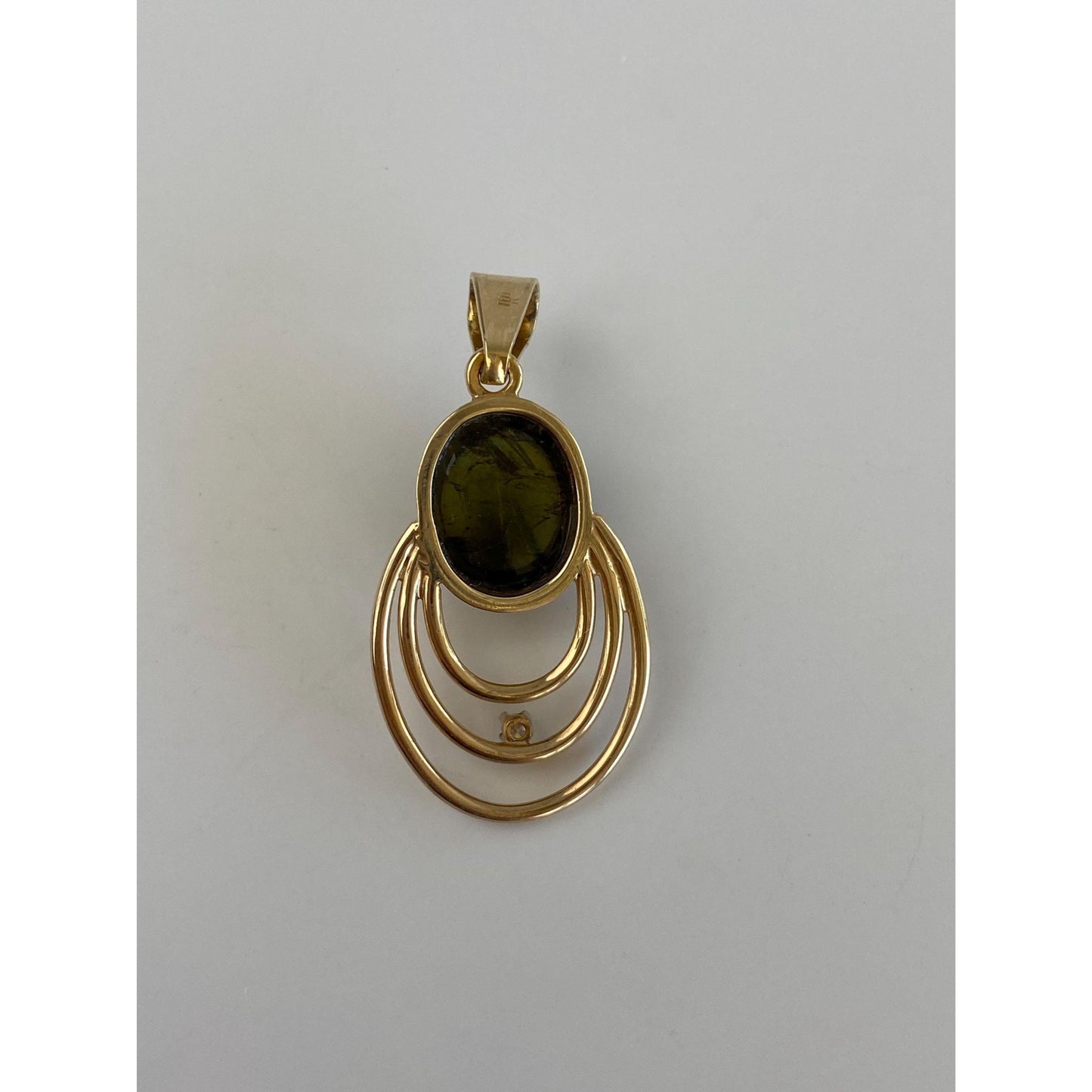 Vintage Solid 10k Yellow Gold Clear Sapphire Green Tourmaline Charm