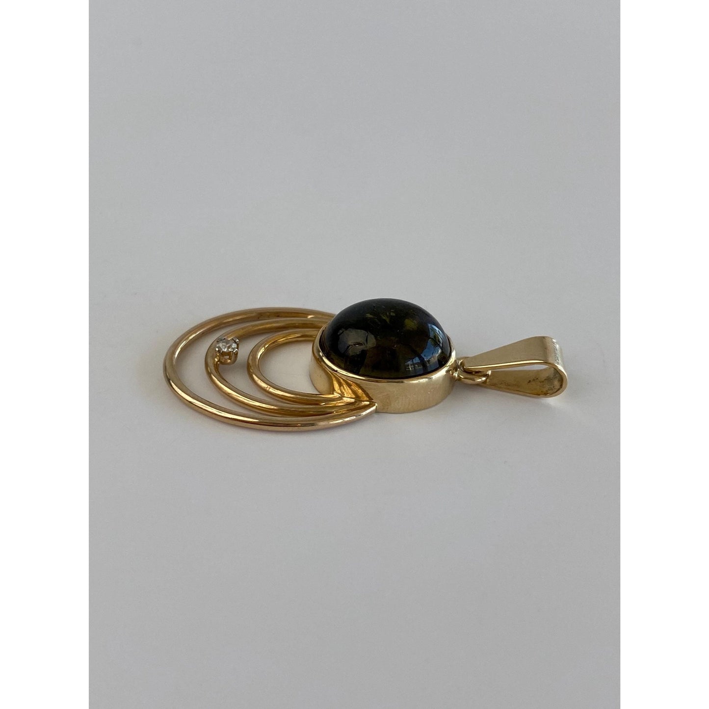 Vintage Solid 10k Yellow Gold Clear Sapphire Green Tourmaline Charm