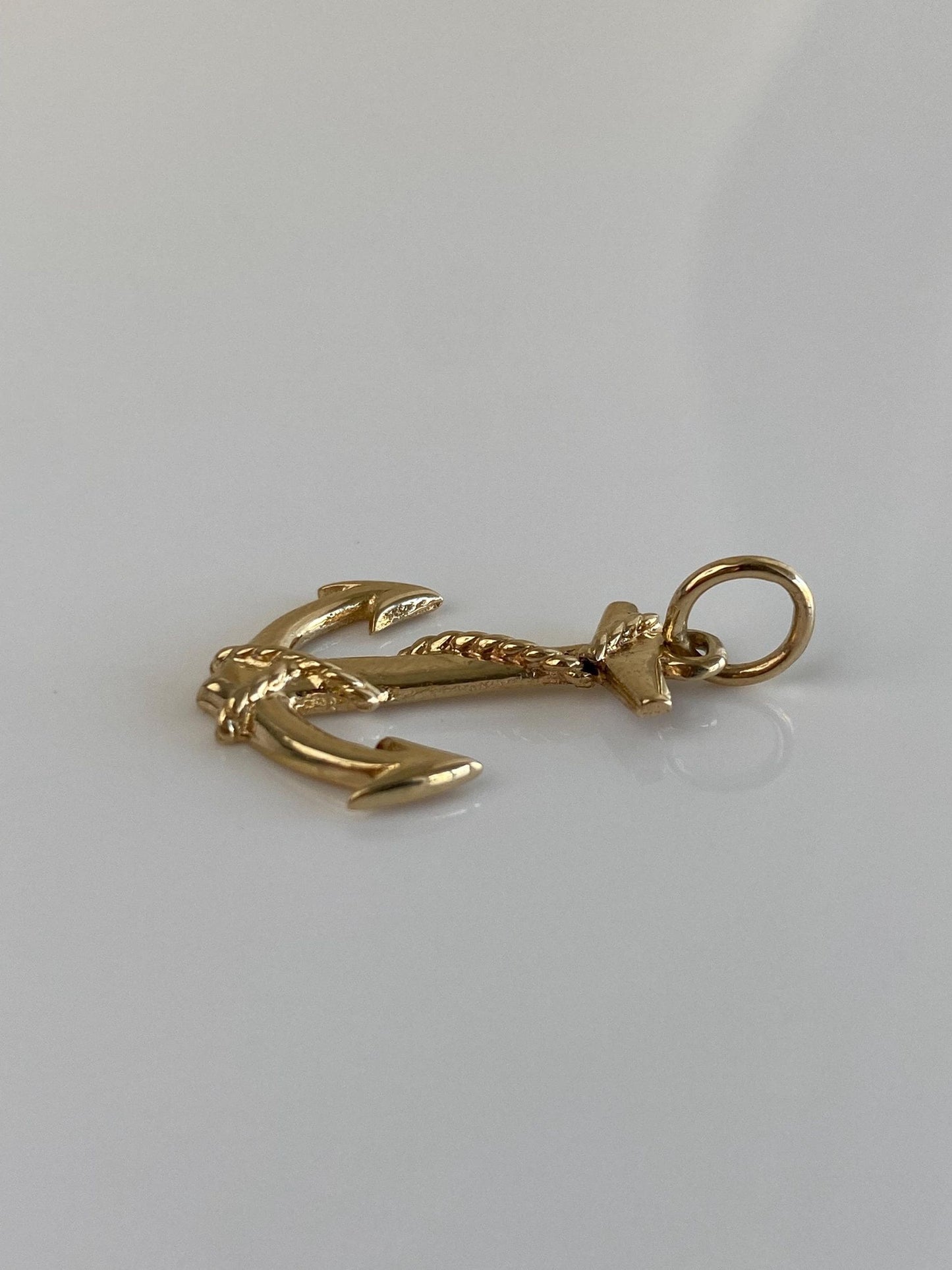 Vintage Solid 14k Yellow Gold Anchor Charm