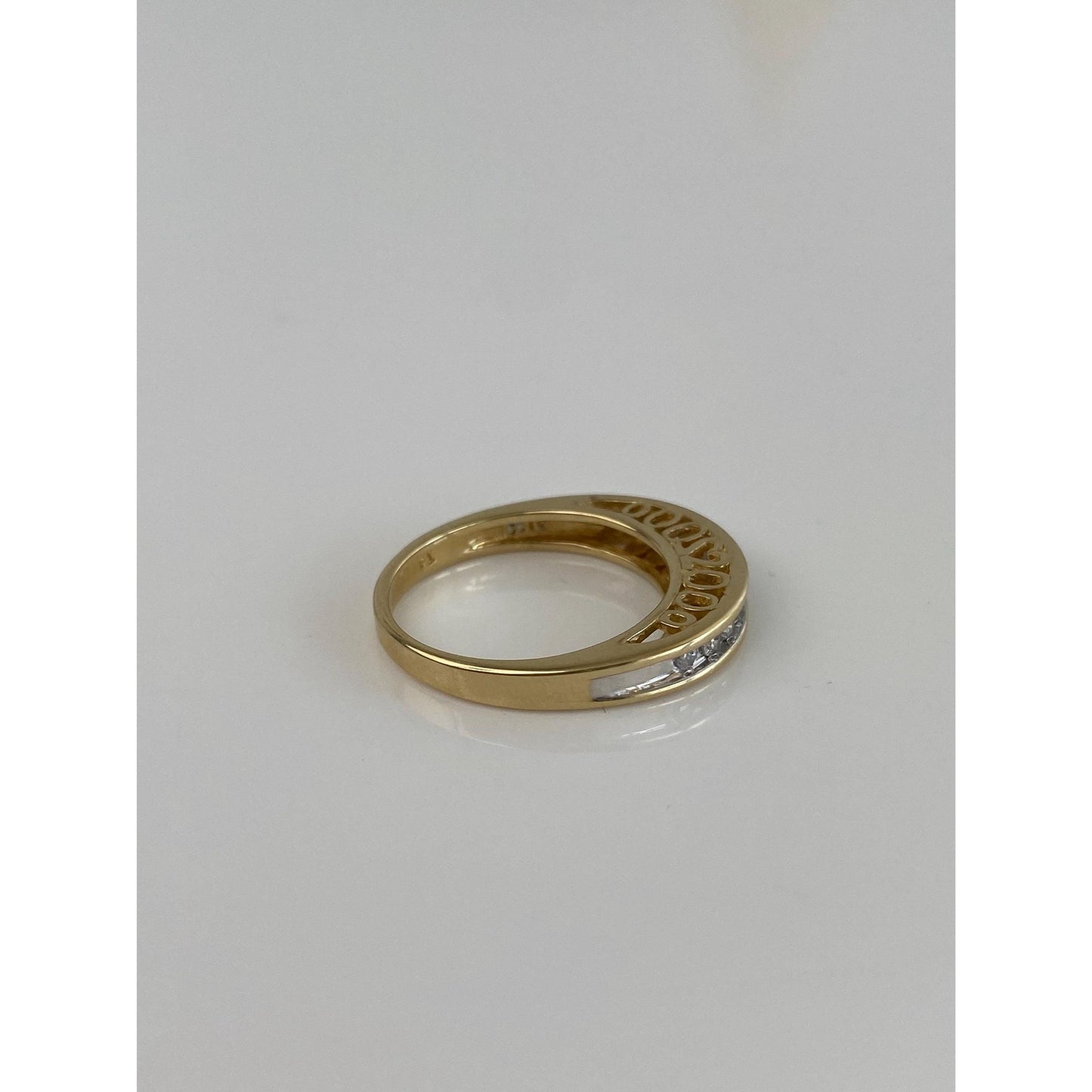 Vintage Solid 14k Yellow Gold Diamond Half Eternity Ring Band - Size 6.5