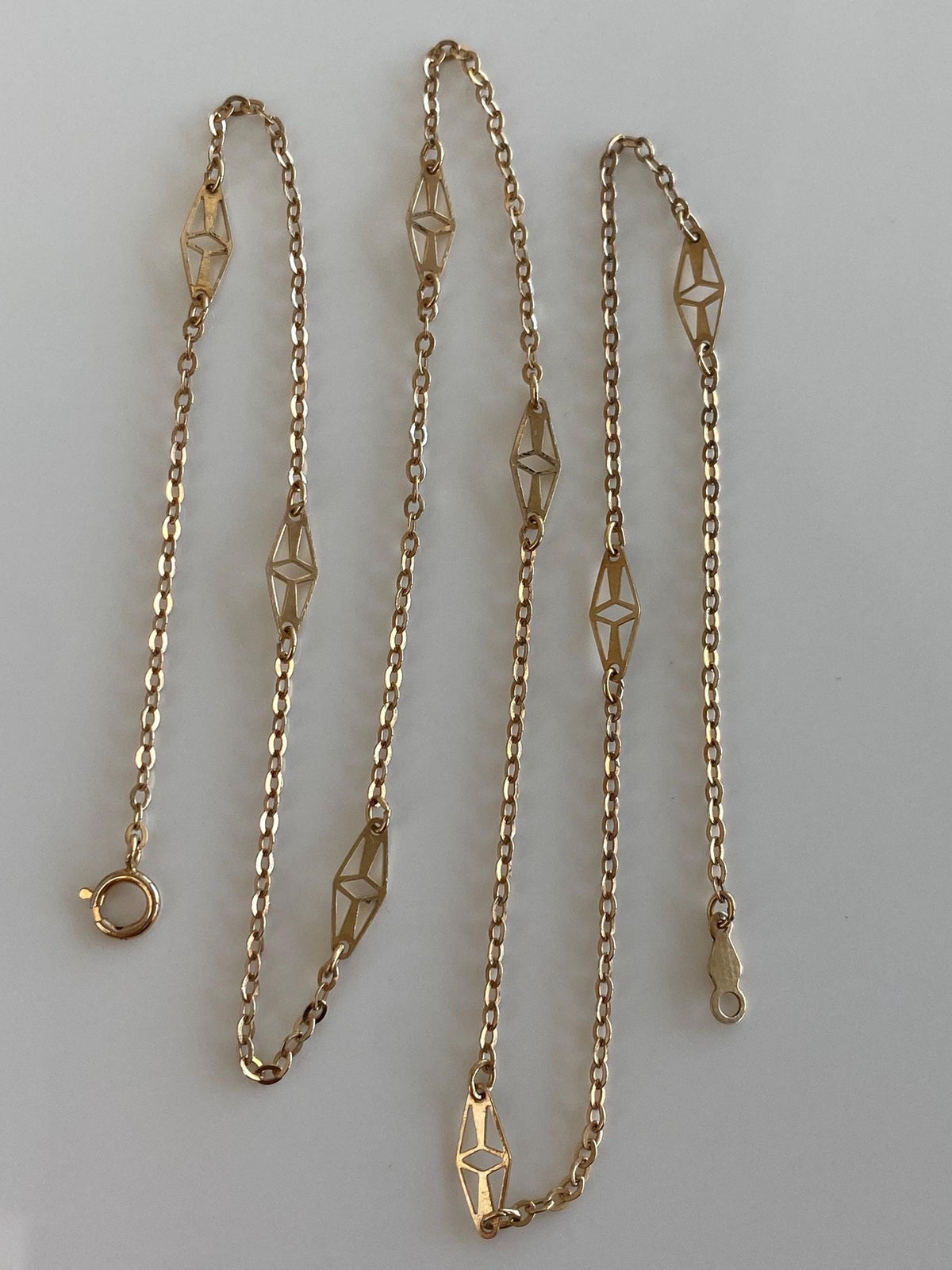 Solid 10k Yellow Gold Station Cable Chain Necklace - 20.5 inches