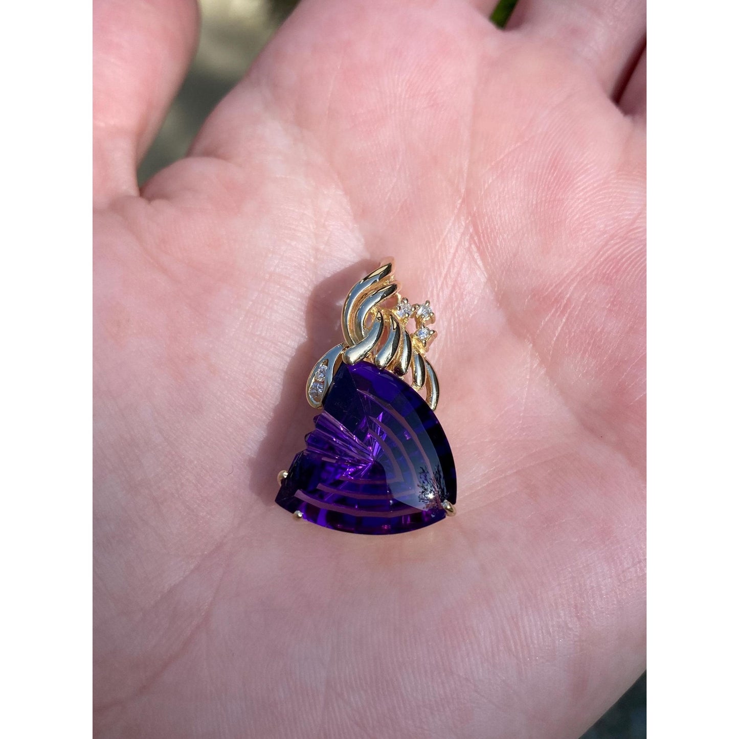 Vintage Solid 14k Yellow Gold Amethyst Clear Sapphire Charm