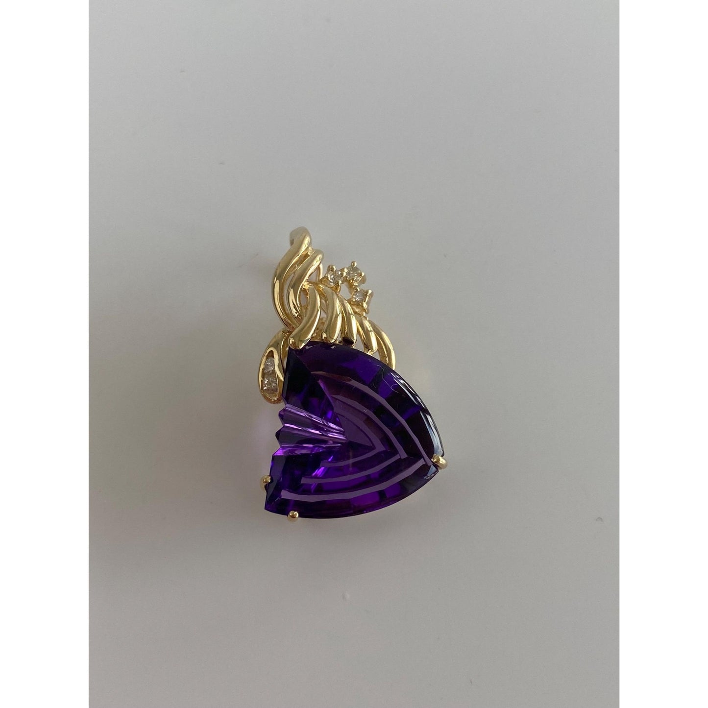 Vintage Solid 14k Yellow Gold Amethyst Clear Sapphire Charm
