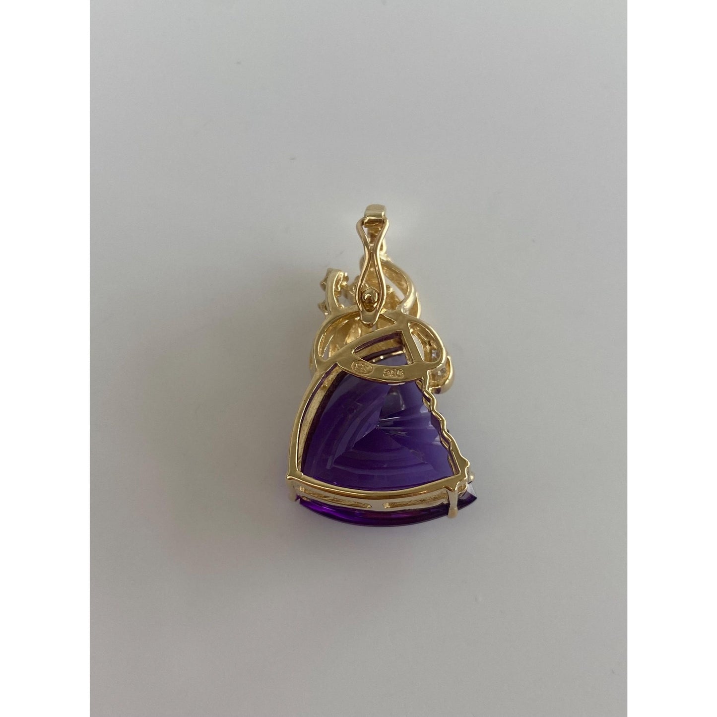 Vintage Solid 14k Yellow Gold Amethyst Clear Sapphire Charm