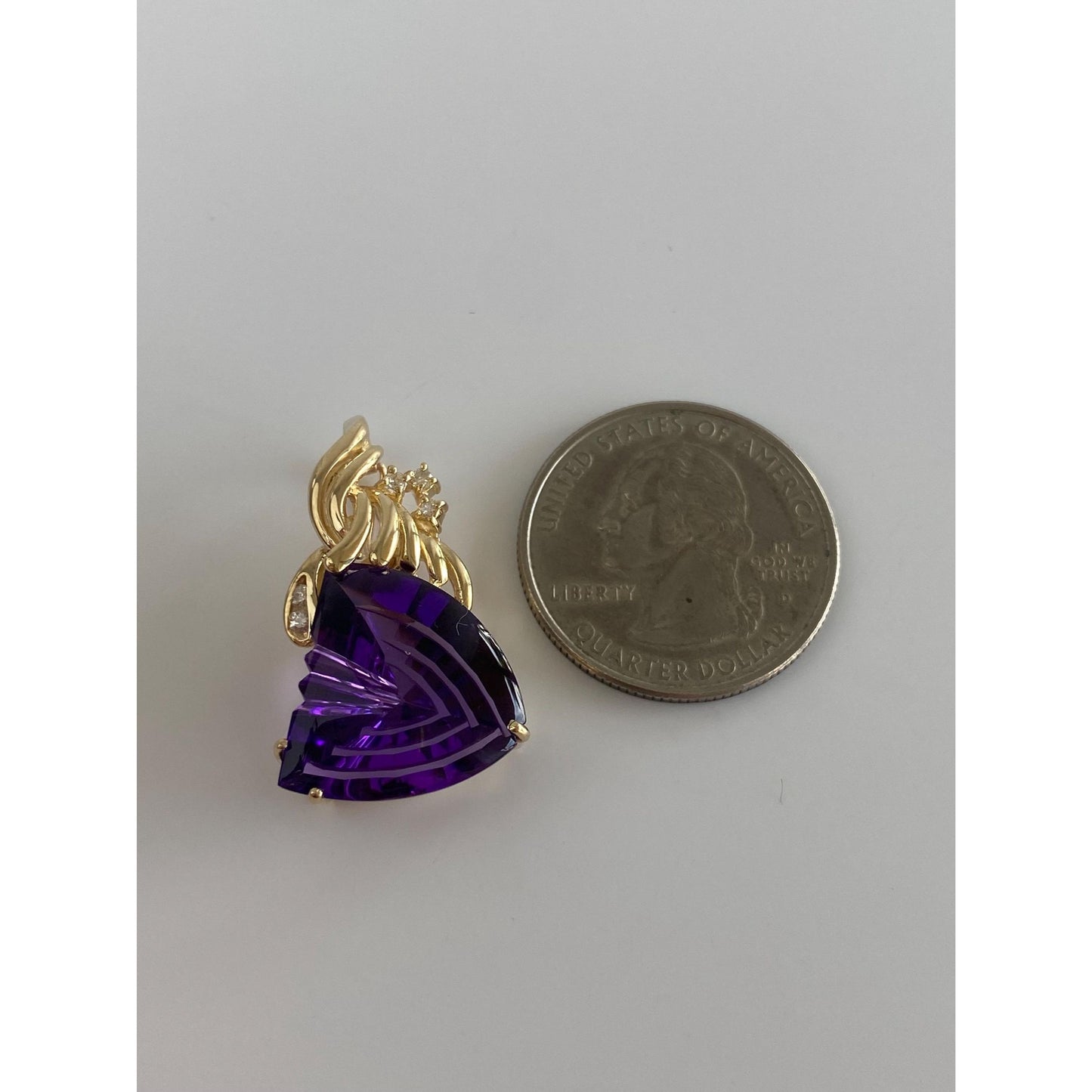 Vintage Solid 14k Yellow Gold Amethyst Clear Sapphire Charm