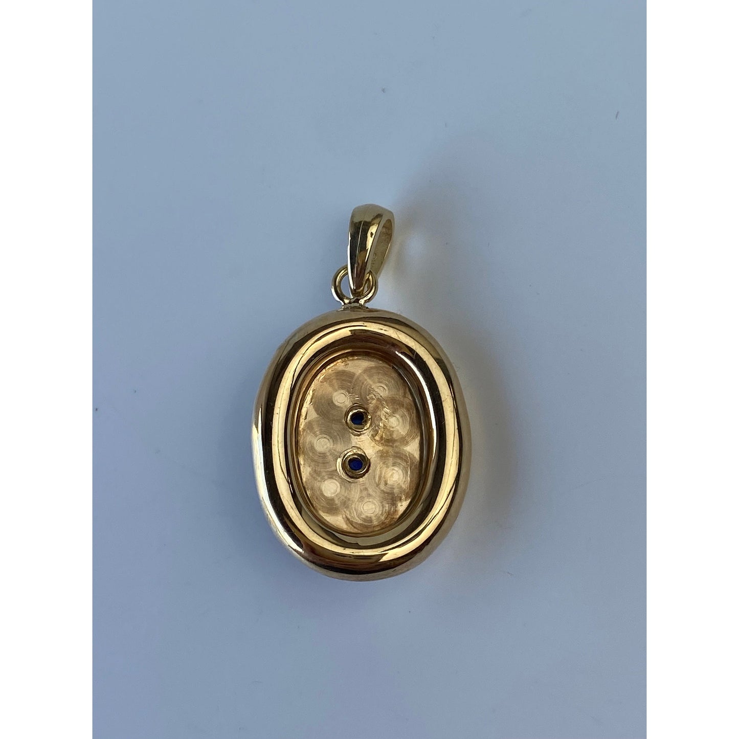 Vintage Solid 14k Yellow Gold Engine Turned Topaz Seed Pearl Halo Charm