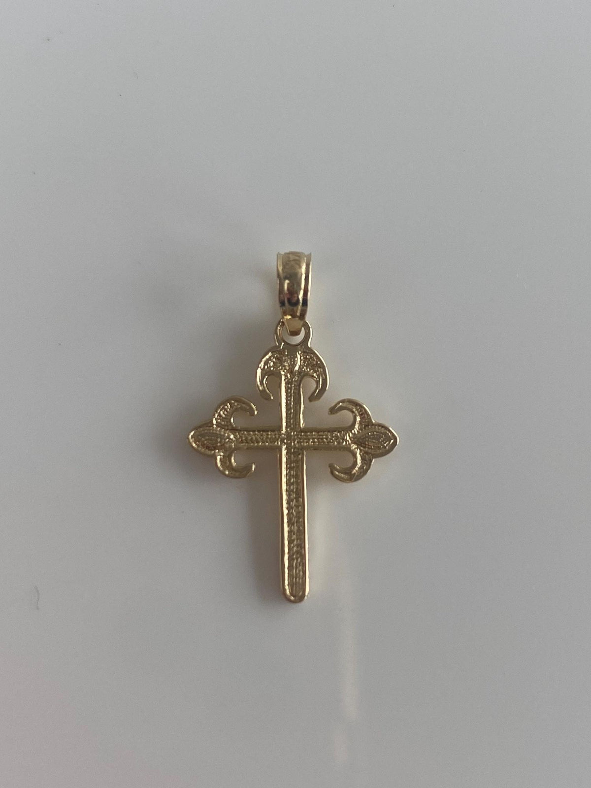 Vintage Solid 14k Yellow Gold Designed Cross Charm