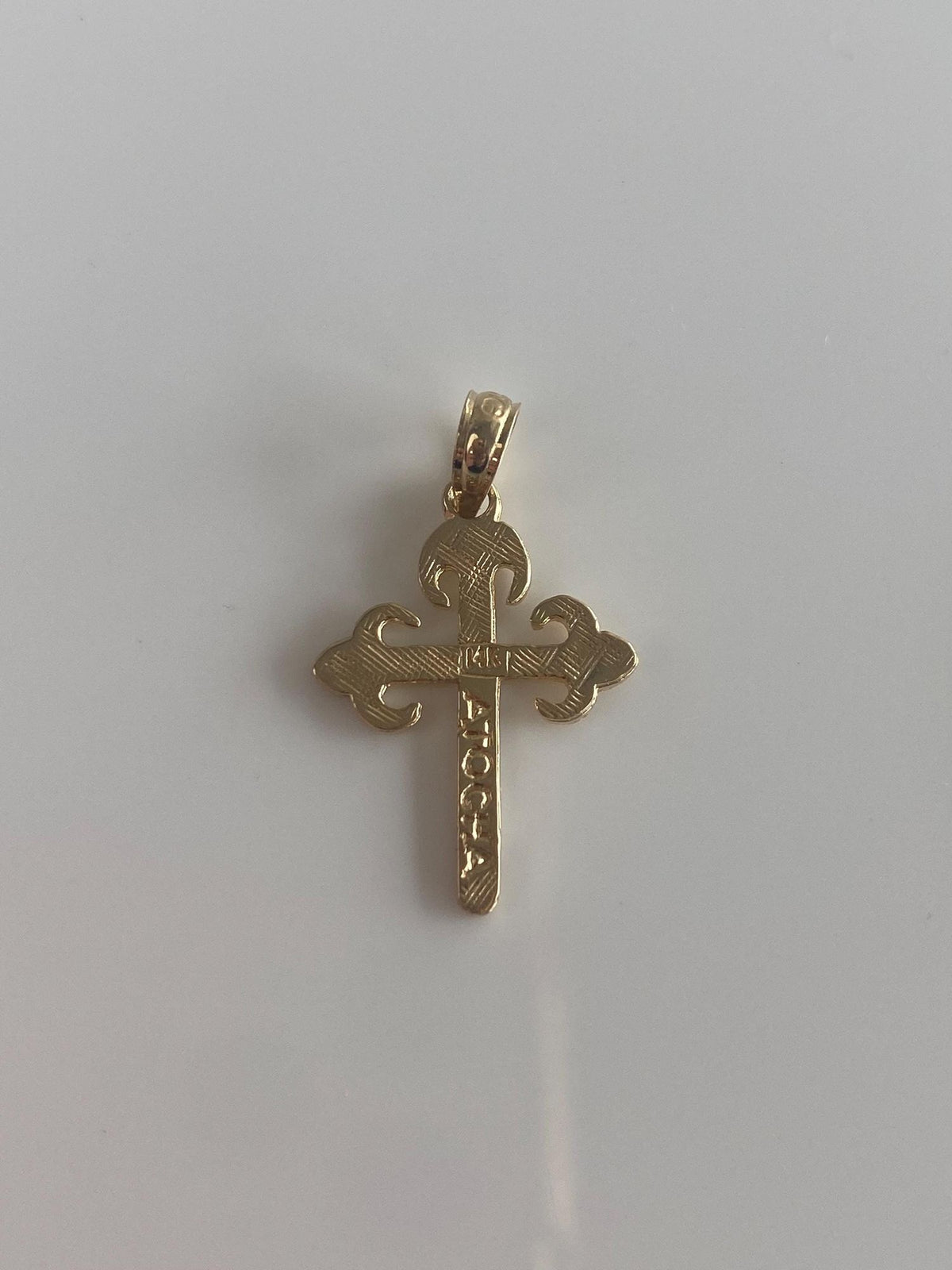 Vintage Solid 14k Yellow Gold Designed Cross Charm