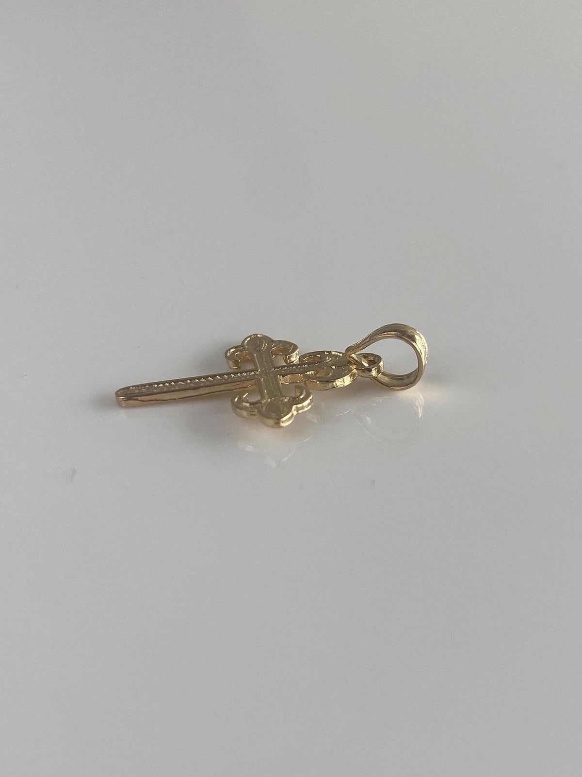 Vintage Solid 14k Yellow Gold Designed Cross Charm