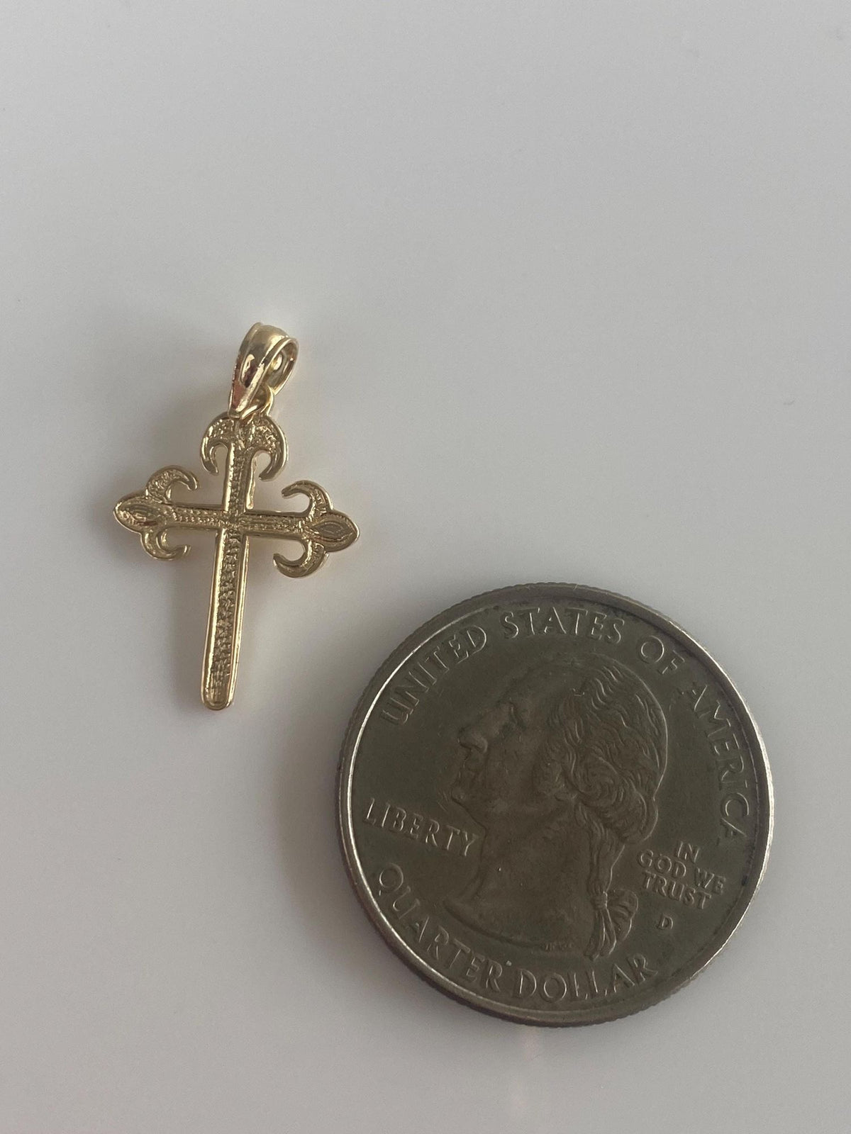 Vintage Solid 14k Yellow Gold Designed Cross Charm