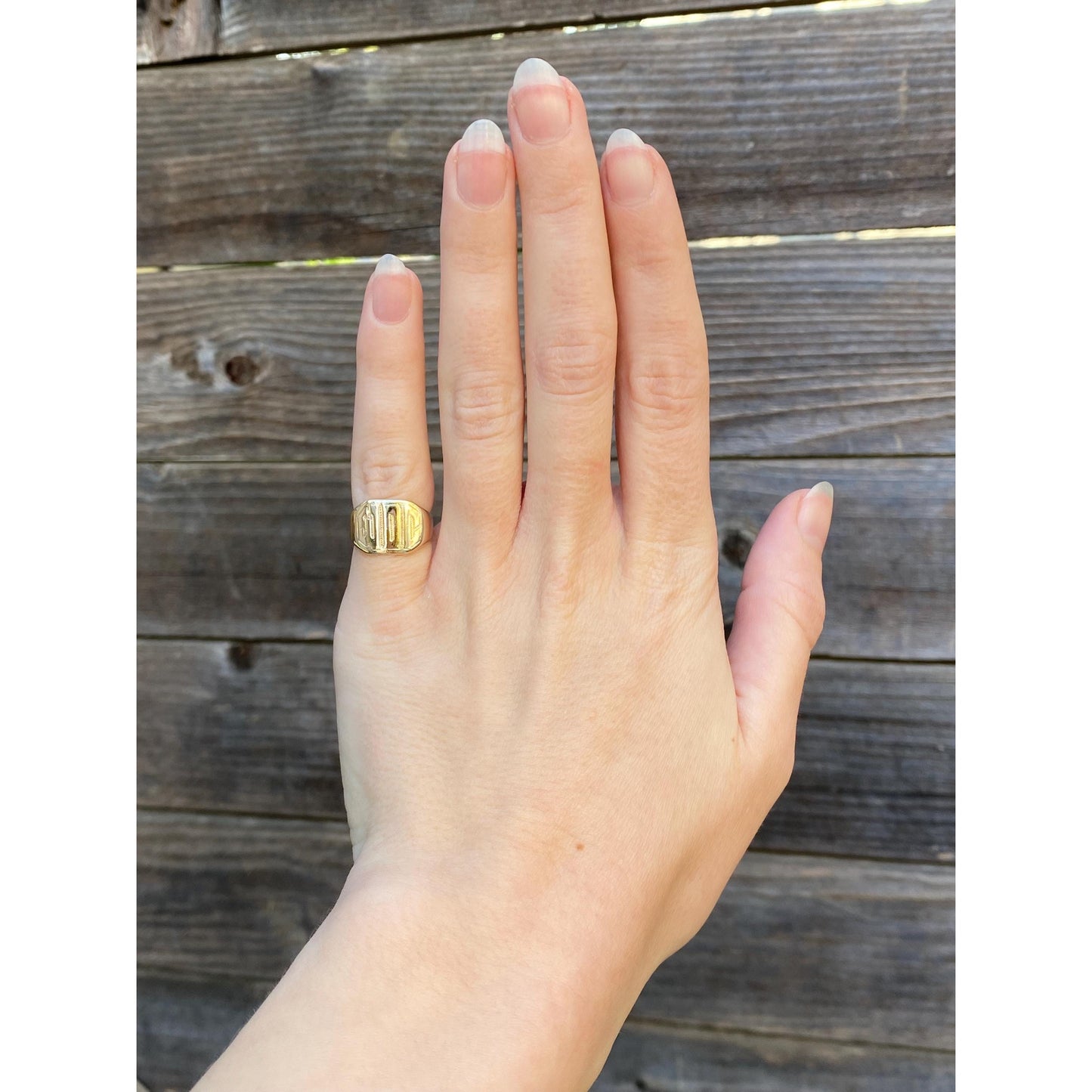 Vintage Solid 10k Yellow Gold Monogram 'WDC' Signet Ring - Size 2.75